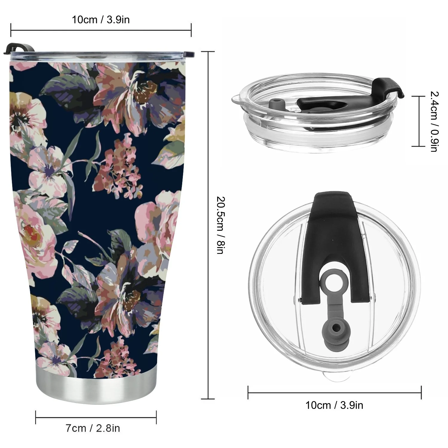 Hidove Stainless Steel Tumbler, Roses Flower Pattern 30oz Leak Proof & Stainless Steel Bottle for Hot & Cold Drinks - Coffee Travel Mug, Water Metal Canteen, Thermal Cup