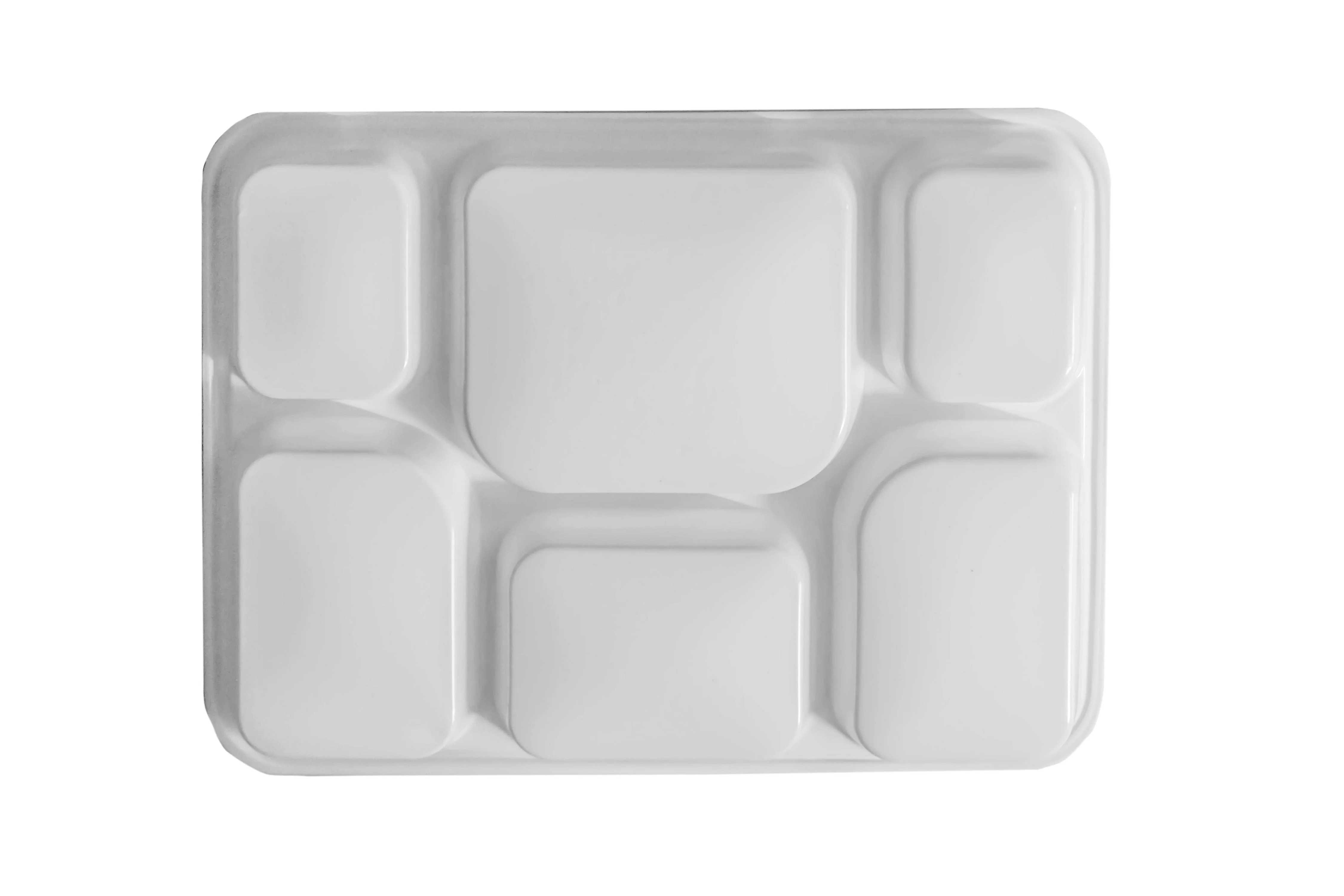 Party Thali Plates Disposable 6 Compartments - 200 Pack (PlasticThali Plates)