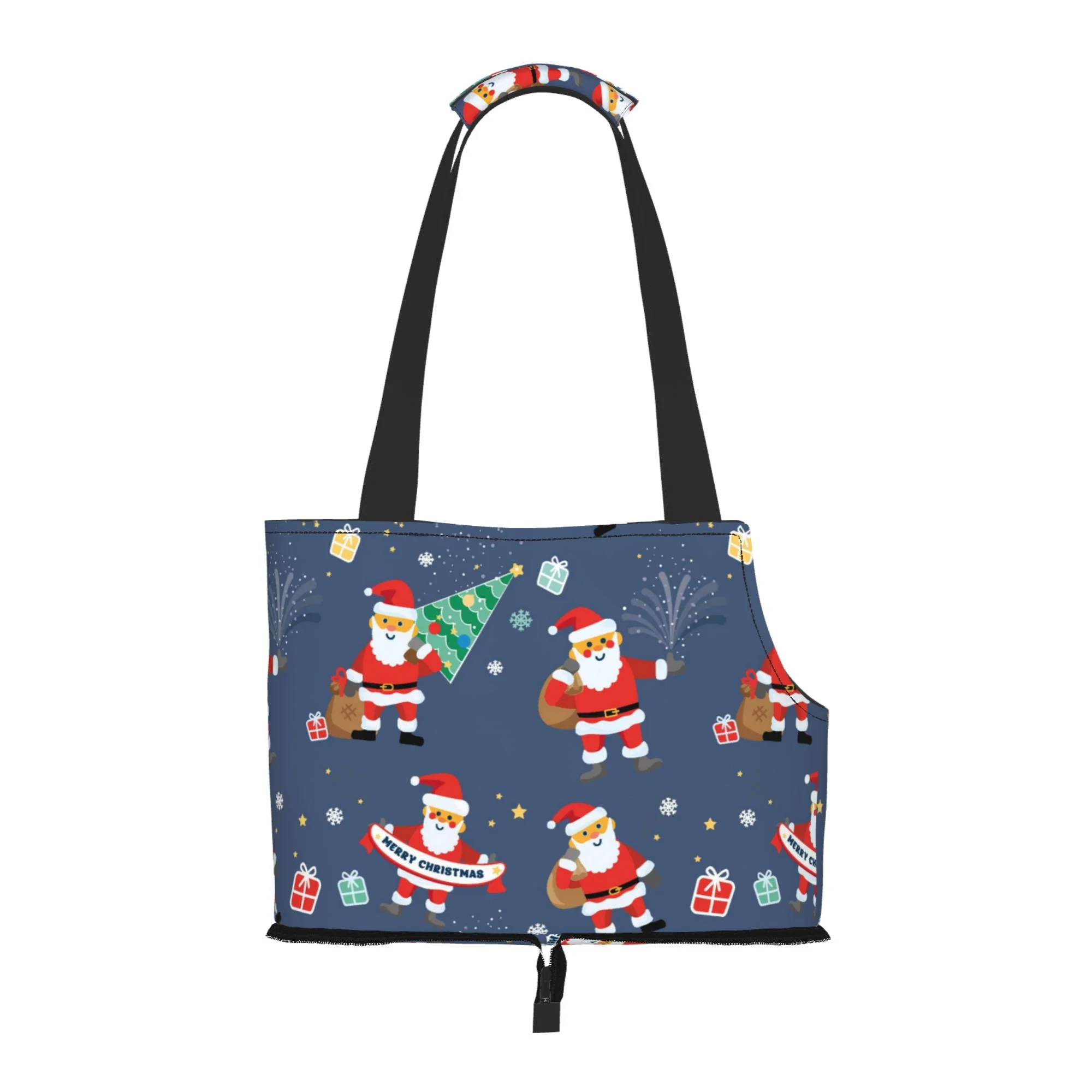 XMXY Dog and Cat Sling Carrier, Collapsible Soft Pouch Red Santa Gift Pet Tote Bag, Small Kitten Puppy Outdoor Travel