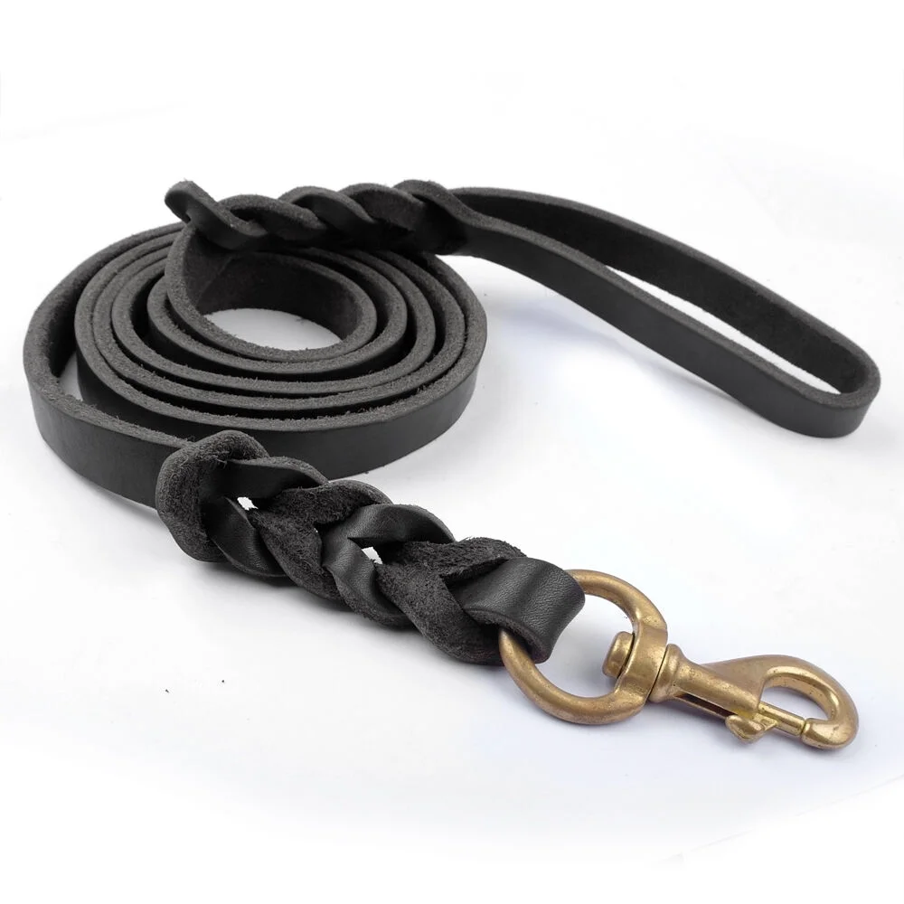Leather Dog Leash Training Working Braided Dog Leash for German Shepherd
