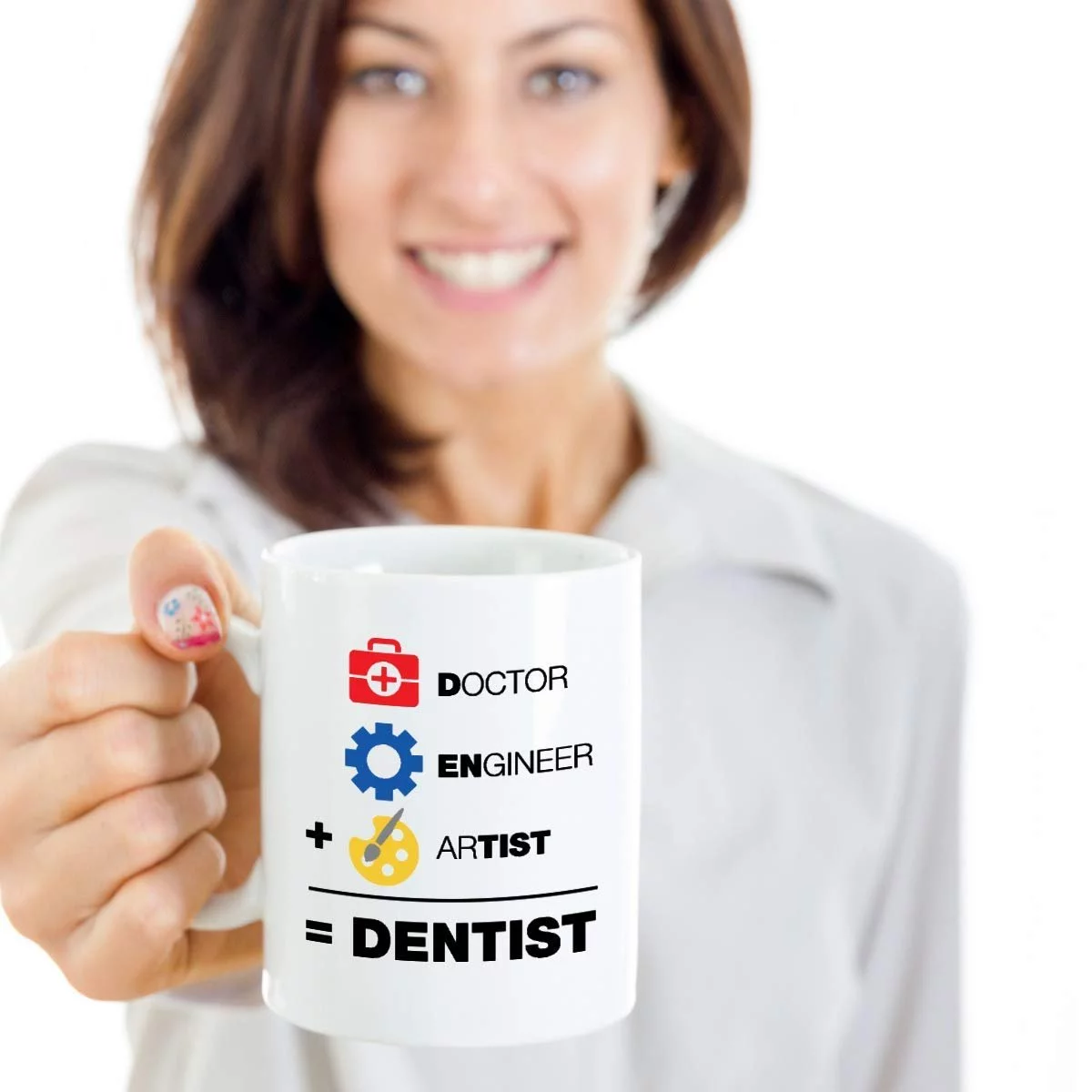 A Doctor, An Engineer & An Artist Is Equal To A Dentist Funny Equation Themed Coffee & Tea Gift Mug Cup, Home Décor, Office Decoration, Stuff & Christmas Or Graduation Gifts For Men & Women Dentists
