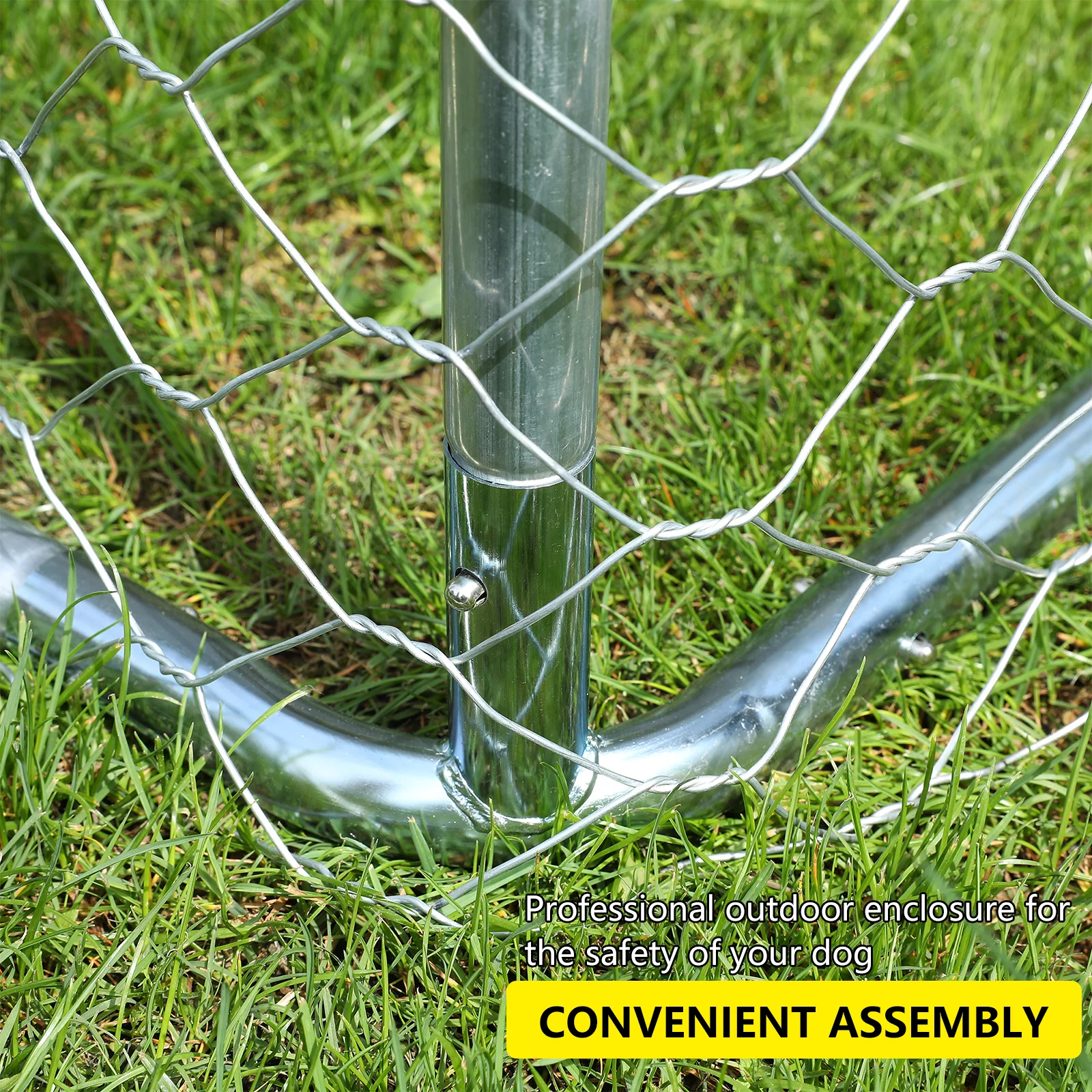 LVUYOYO Outdoor Dog Kennel Heavy Duty Dog House with Water Resistant Cover and Secure Lock Mesh