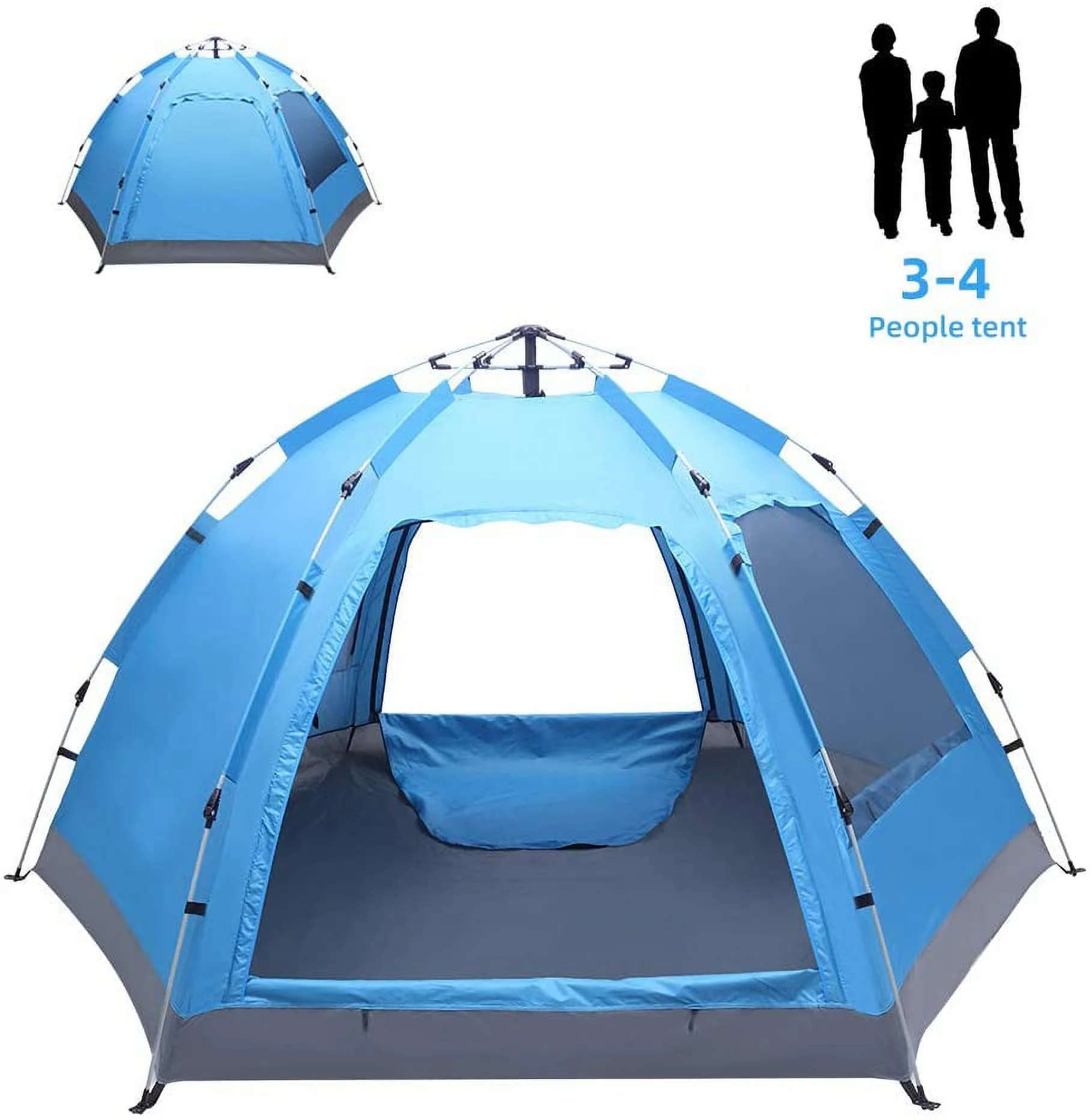 Automatic Tent Camping tent 4-5 Person Portable Waterproof Two Doors Easy Setup UV Protection Sun/Snow Pop Up Tent for Outdoor Hiking Mountaineering Travel
