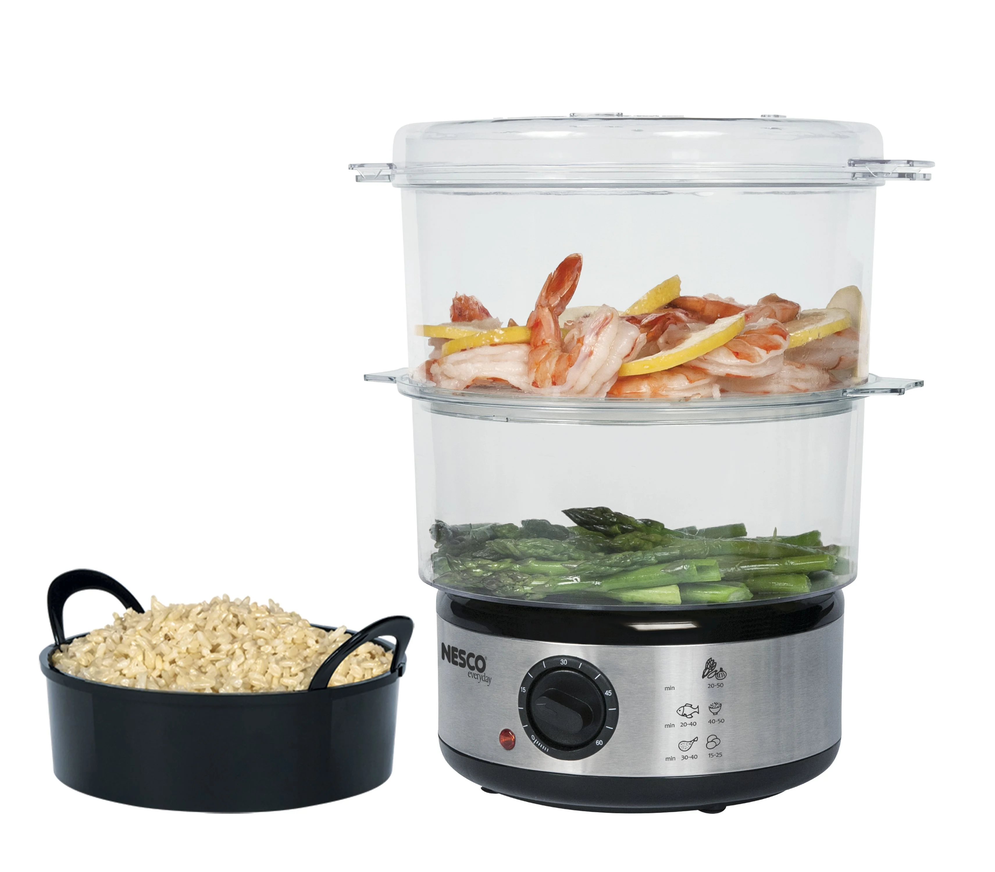 NESCO®/American Harvest ST-25F Plastic 5 Quart Stainless Steel Food Steamer, 3 Pieces