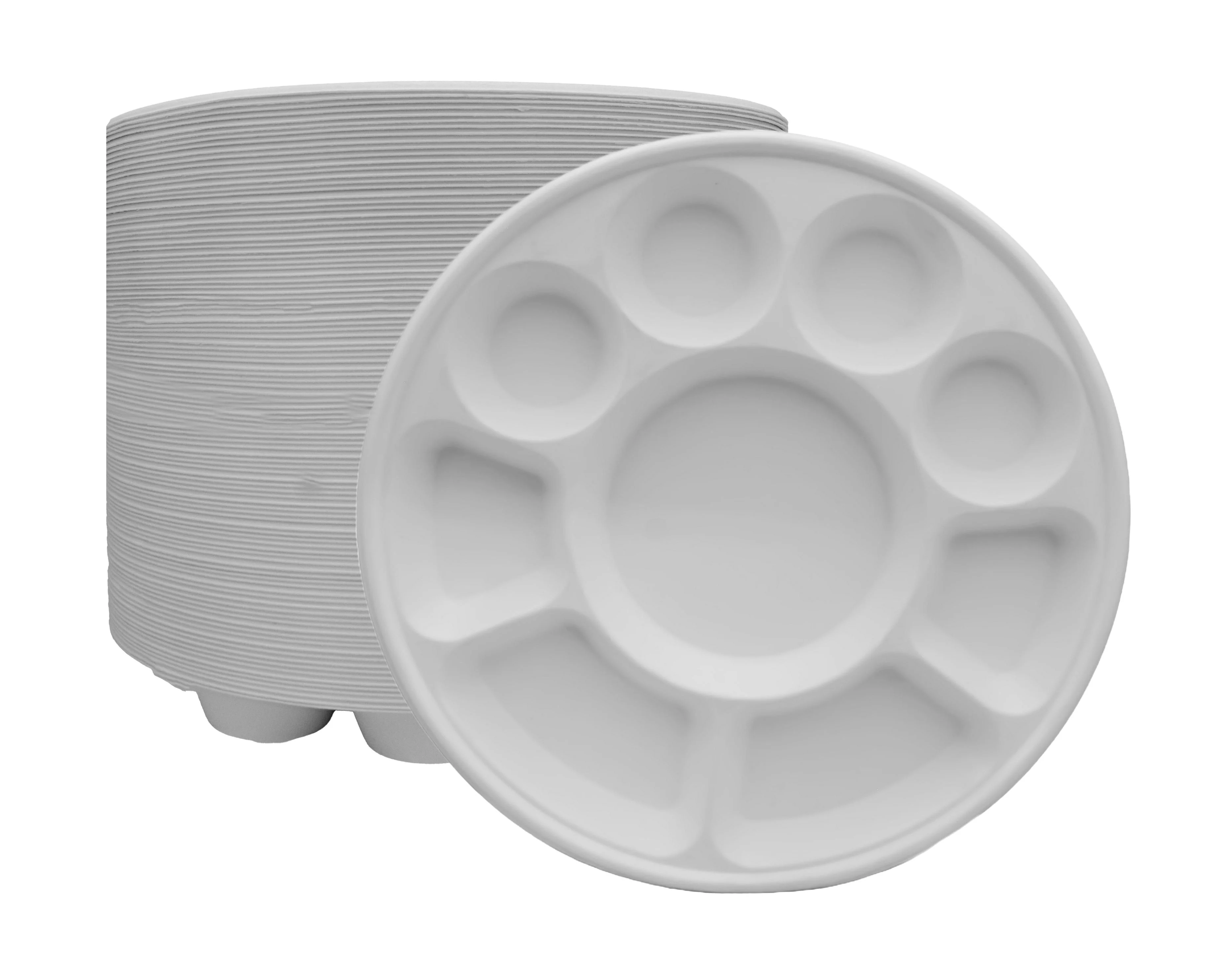 9 Compartment Sugarcane Pulp-bagasse Disposable Party Thali Plates by Poojabazar (50 Pack)