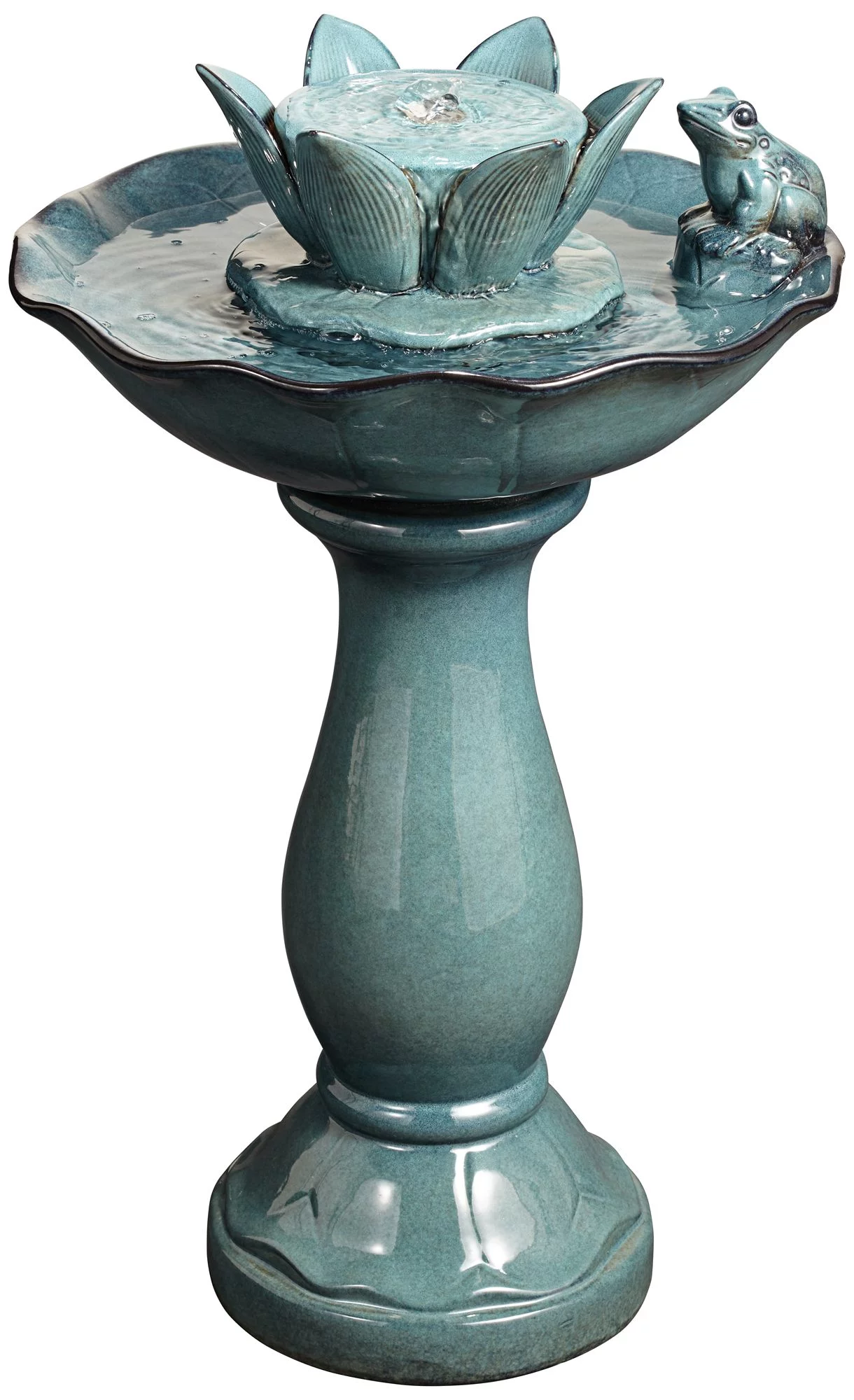 John Timberland Pleasant Pond Modern Bubbler Lotus Flower Outdoor Floor Water Fountain 25 1/4