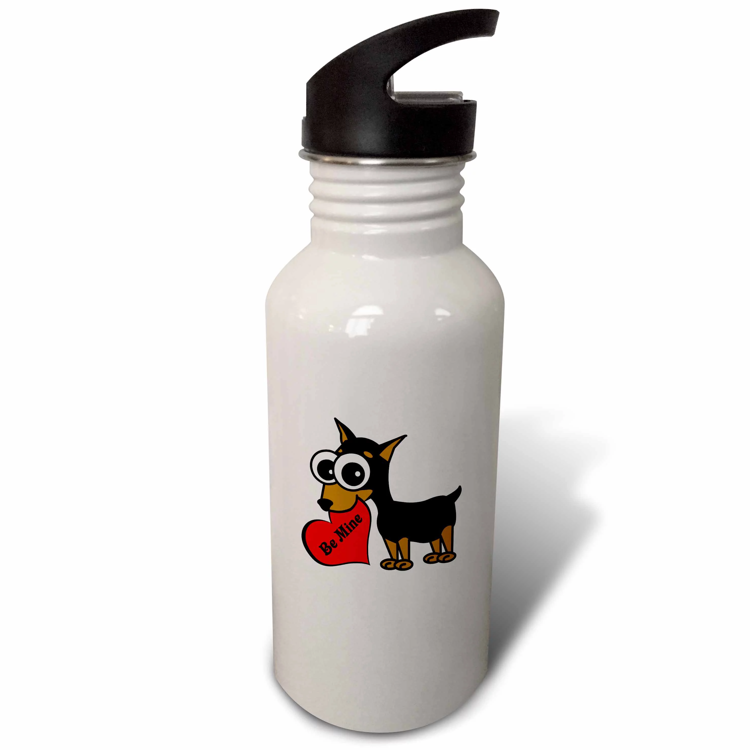 Cute Dog Be Mine Heart – Minpin 21 oz Sports Water Bottle wb-6331-1