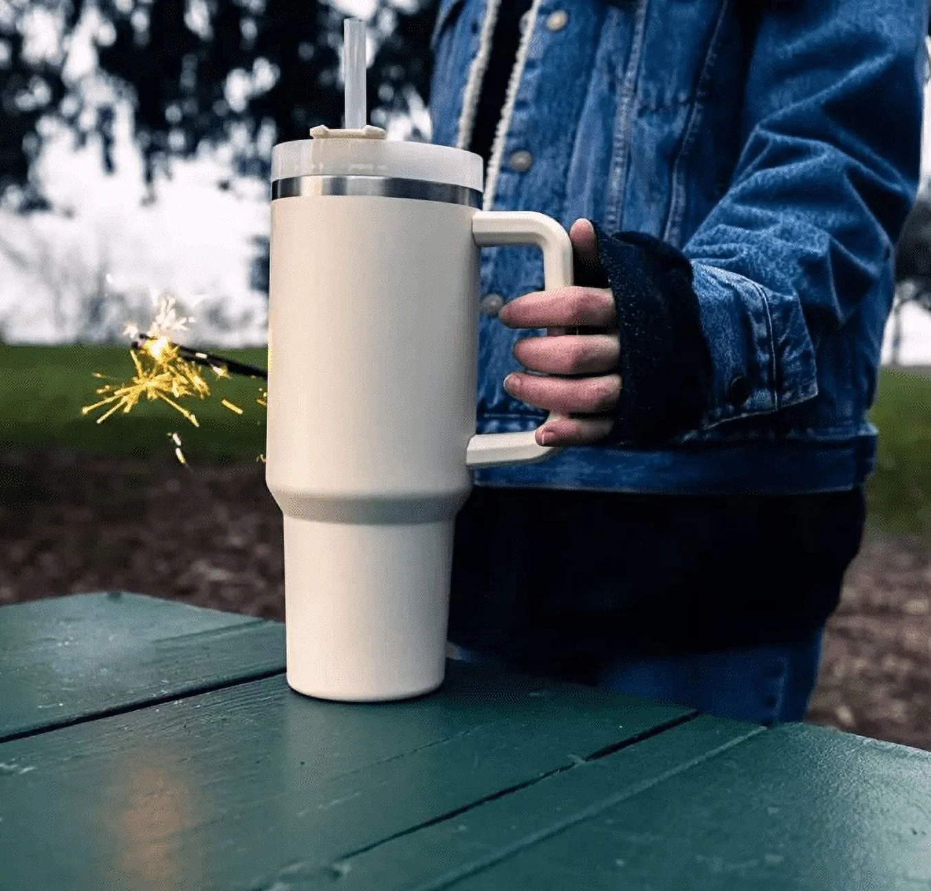 COZY WNDR Tumbler With Handle Straw & Lid Reusable Insulated Stainless Steel Travel Water Bottle Gifts For Her Free Gift With Every Purchase Limited Edition Limited Release Pink Dusk