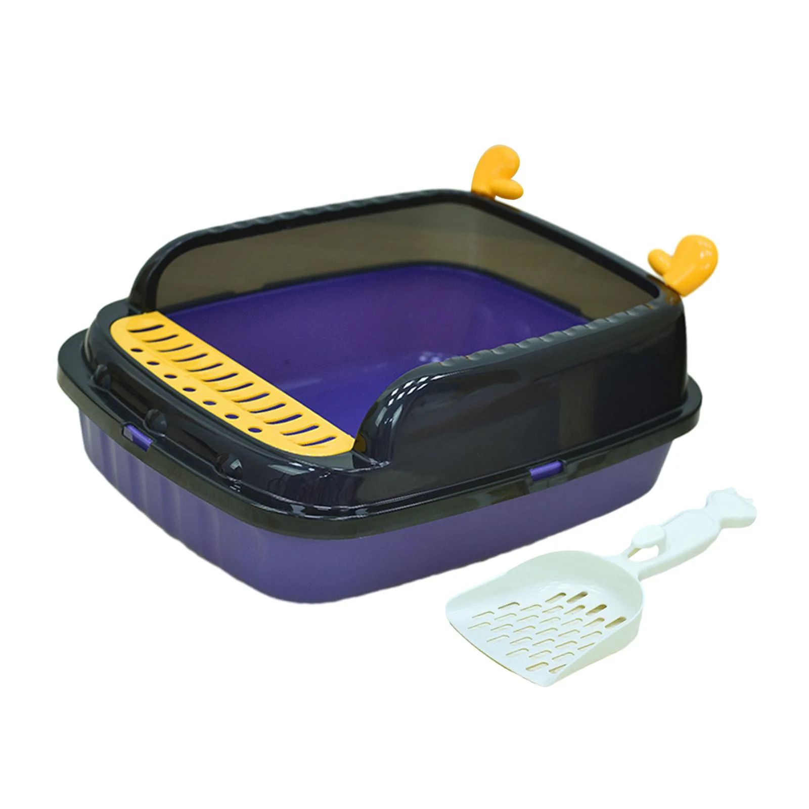 Gazechimp Cat Litter Basin Cat Sand Box Durable Kitten Toilet Open Top Pet Litter Tray M Violet A