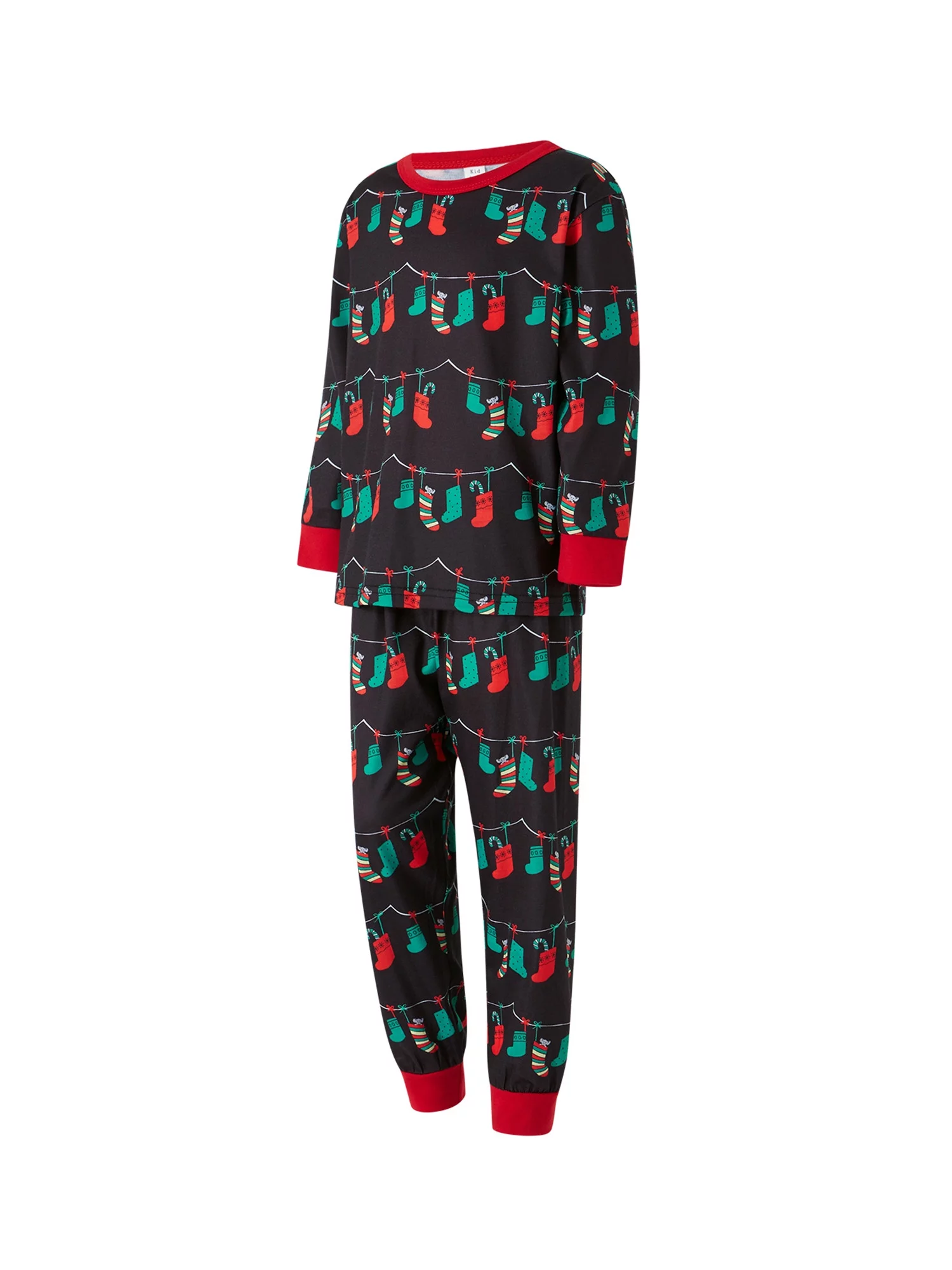 RSRZRCJ Christmas Family Matching Pajamas Outfit, Adult Kids Baby Pet Christmas Stockings Printed Tops with Elastic Waist Pants Xmas Sleepwear Nightwear Set