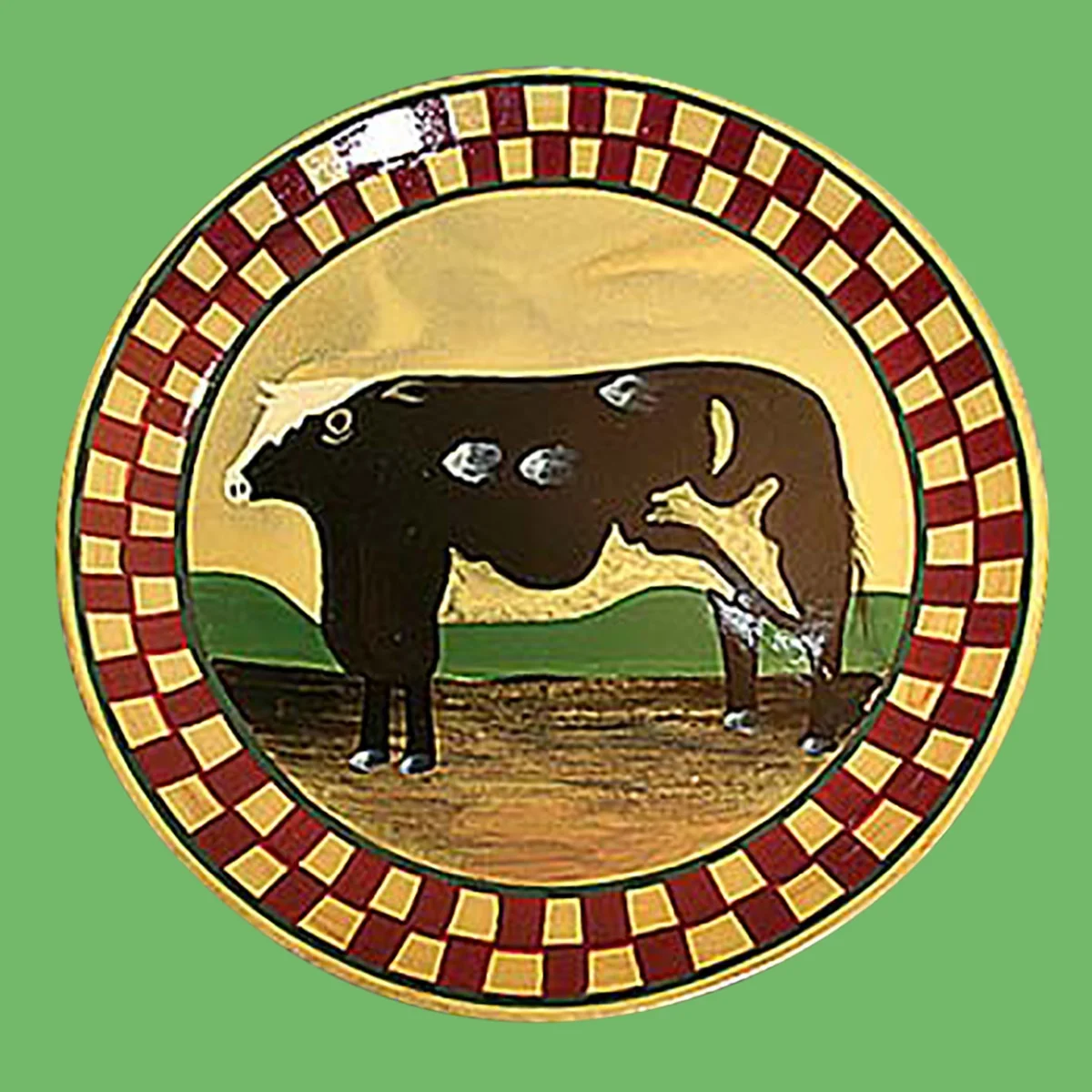 Collector Plates Ceramic Brown Cow Dinner Plate Handpainted | Renovator's Supply