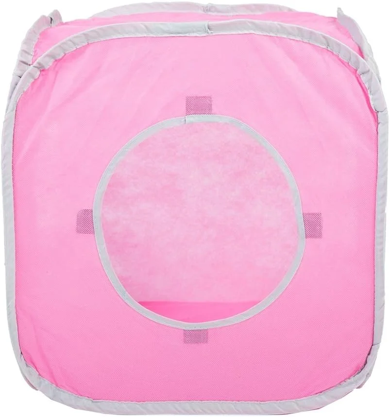 Citmage Cat Cube Pop Up Non-Woven Fabric Play Tent Toy with Hook and Loop,3 Peek Holes Collapsible,Lightweight,Provide Exercise Game for Cats,Kitties,Puppies (Pink)