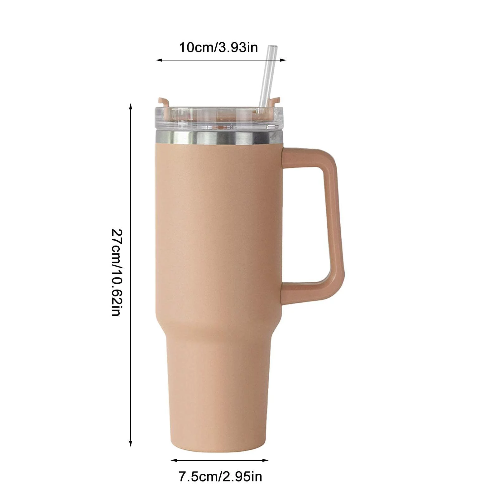 Stainless Steel Water Bottle | Stanleys Cup with Straw and Handle | Tumbler with Handle | Leak Proof Vacuum Insulated Water Bottle for Hot Iced Coffee-Camel