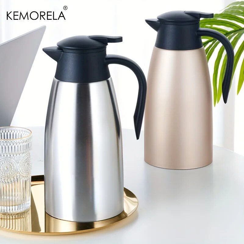 2L Coffee Thermal Kettle Stainless Steel Vacuum Flasks Office Thermos Bottle Insulation Kettle Hot Water Thermos Pot 2.0L Rose Gold 2L