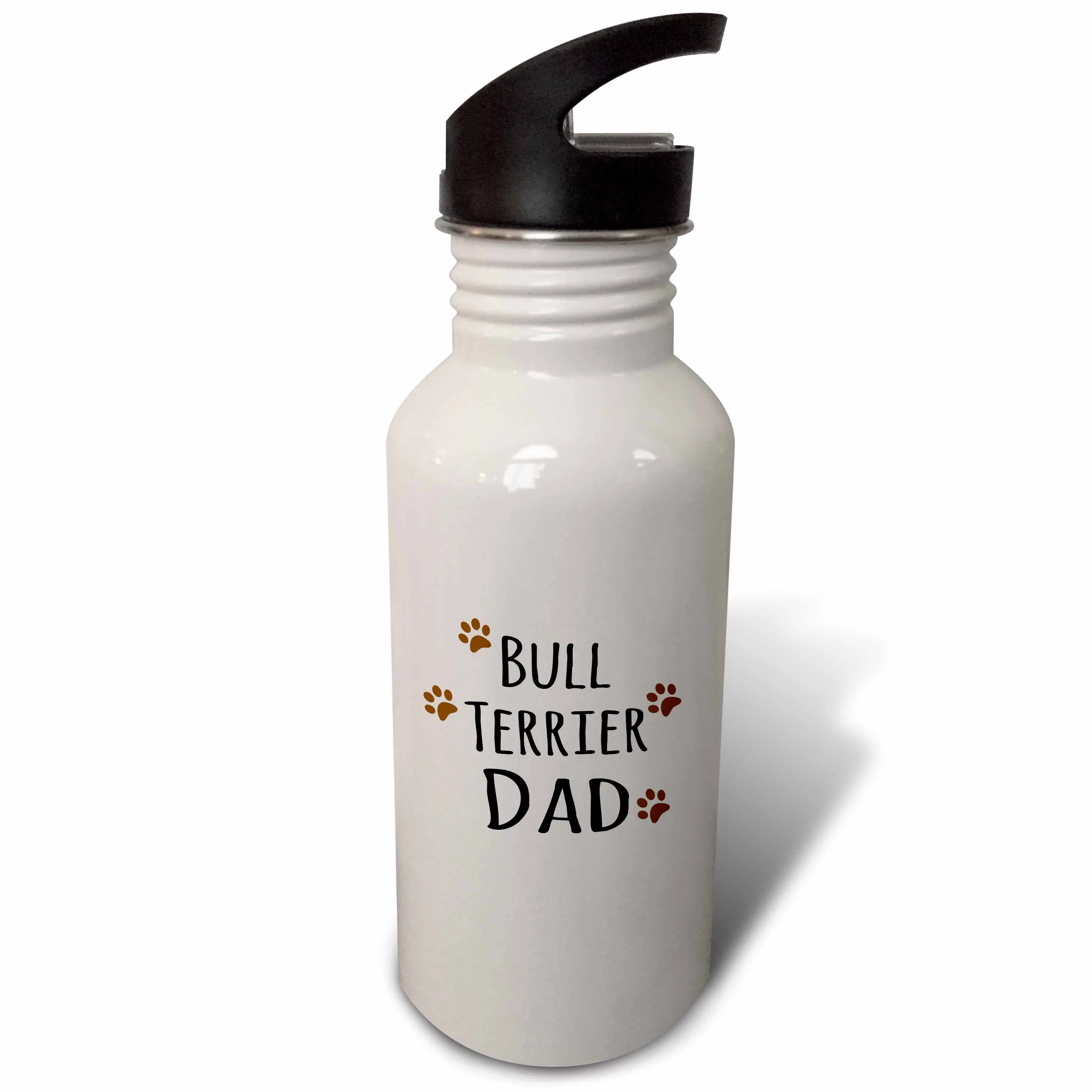 Bull Terrier Dog Dad - Doggie by breed - brown muddy paw prints love - doggy lover - proud pet owner 21 oz Sports Water Bottle wb-153876-1