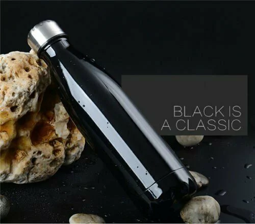 Bottle Non- - Vacuum Insulated Stainless Steel Water Bottle, Thermos Bottle (Black)