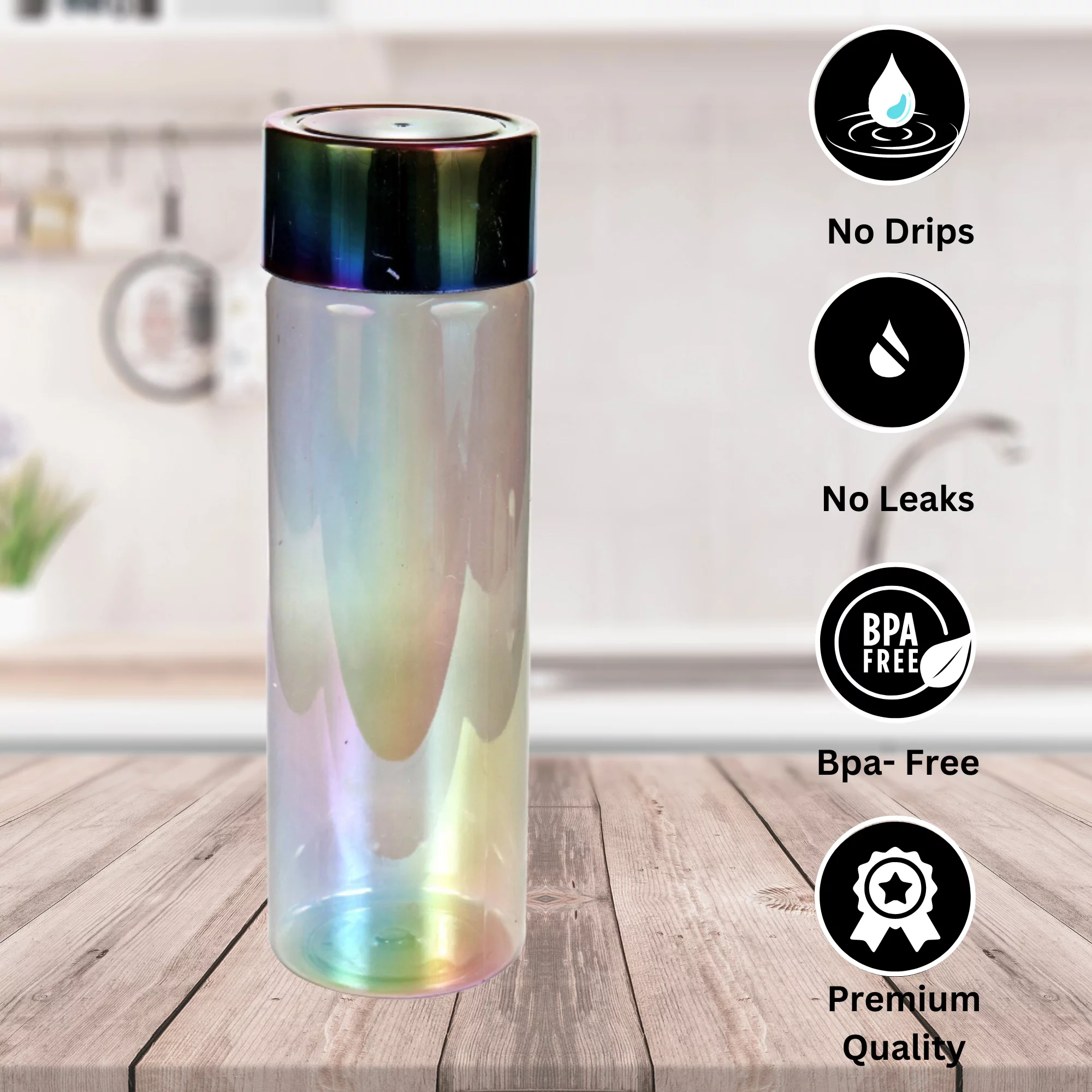 Iridescent Water Bottles, 30 oz. BPA Free Leakproof Lightweight Portable Drinking Tumblers for Men Women Indoor and Outdoor Camping Hiking Running Exercise Travel Reusable Tumbler Set of 3