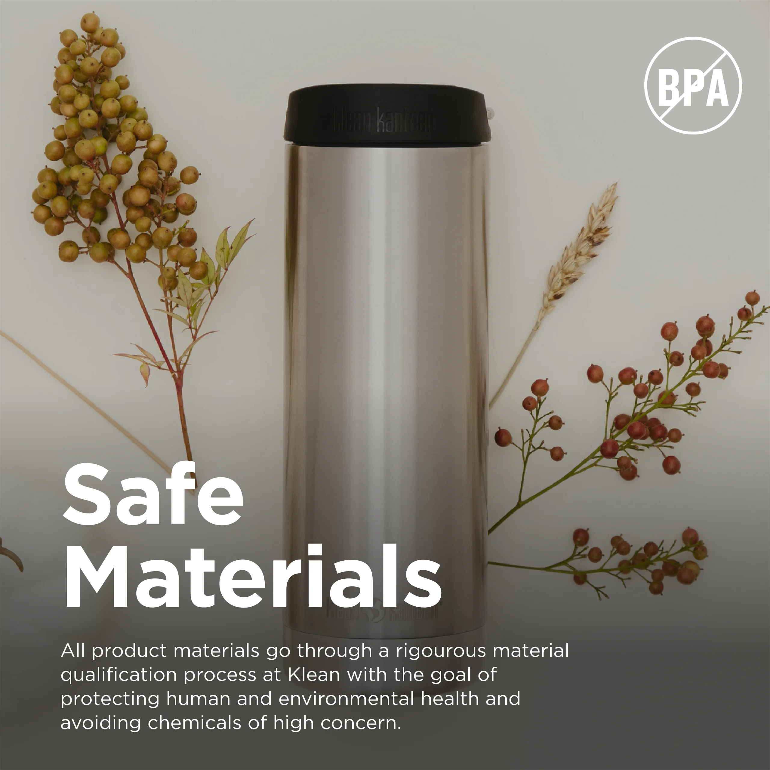 Klean Kanteen 16 oz. TKWide Insulated Bottle with Cafe Cap - Brushed Stainless