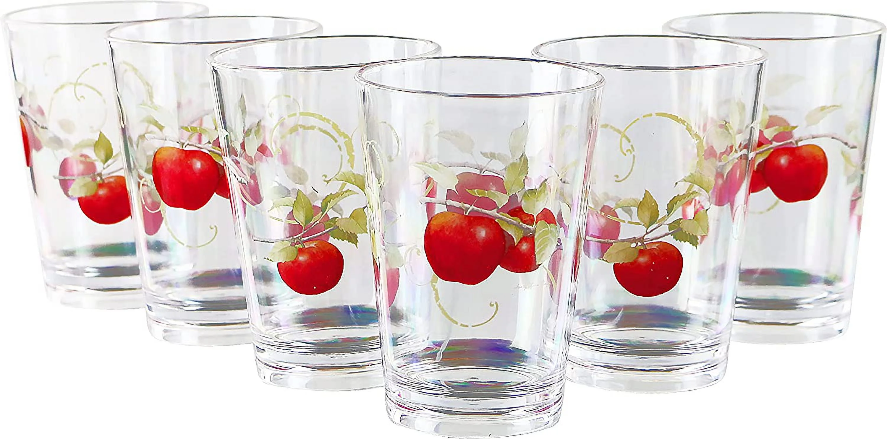 Reston Lloyd Pattern Drinkware Harvest Apple Collection by Sandy Clough Acrylic Juice Glass 8 oz, Set of 6, 6 Count (Pack of 1), clear