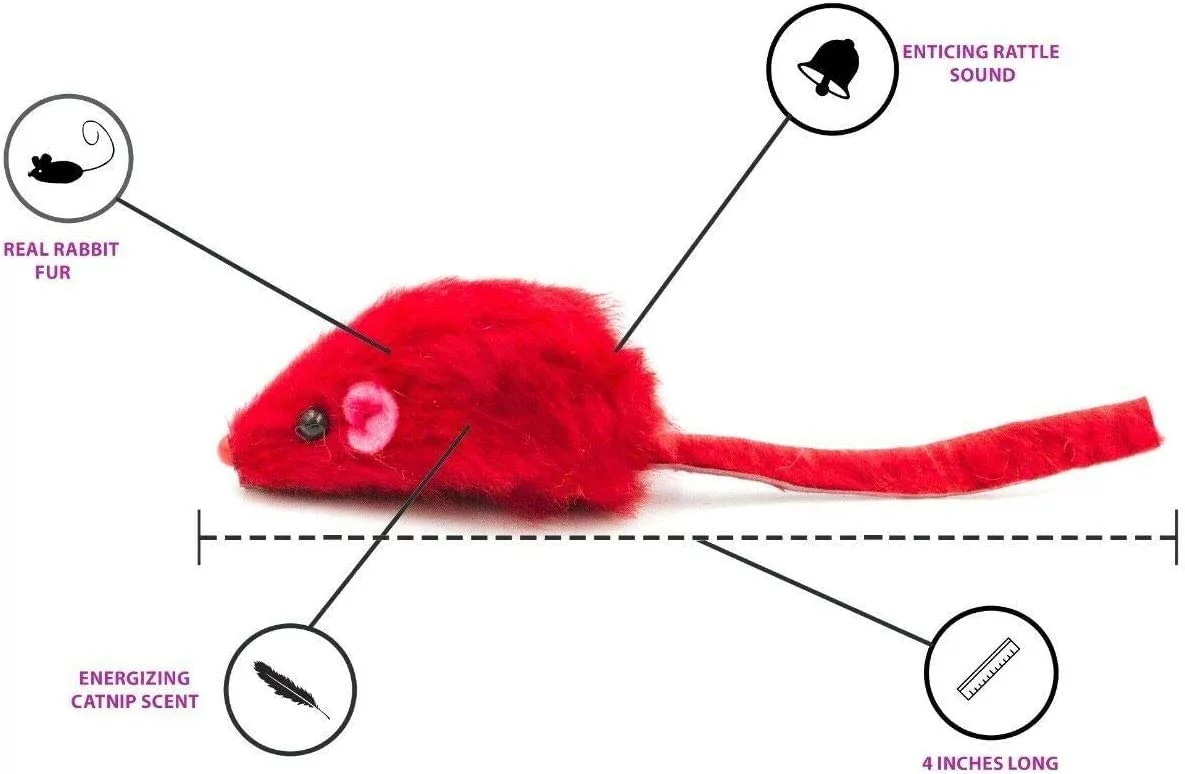 AXEL PETS 60 Rainbow Furry Mice with Catnip and Rattle Sound Interactive Catch Play Mouse Toy for Cat, Box of 60 Mice