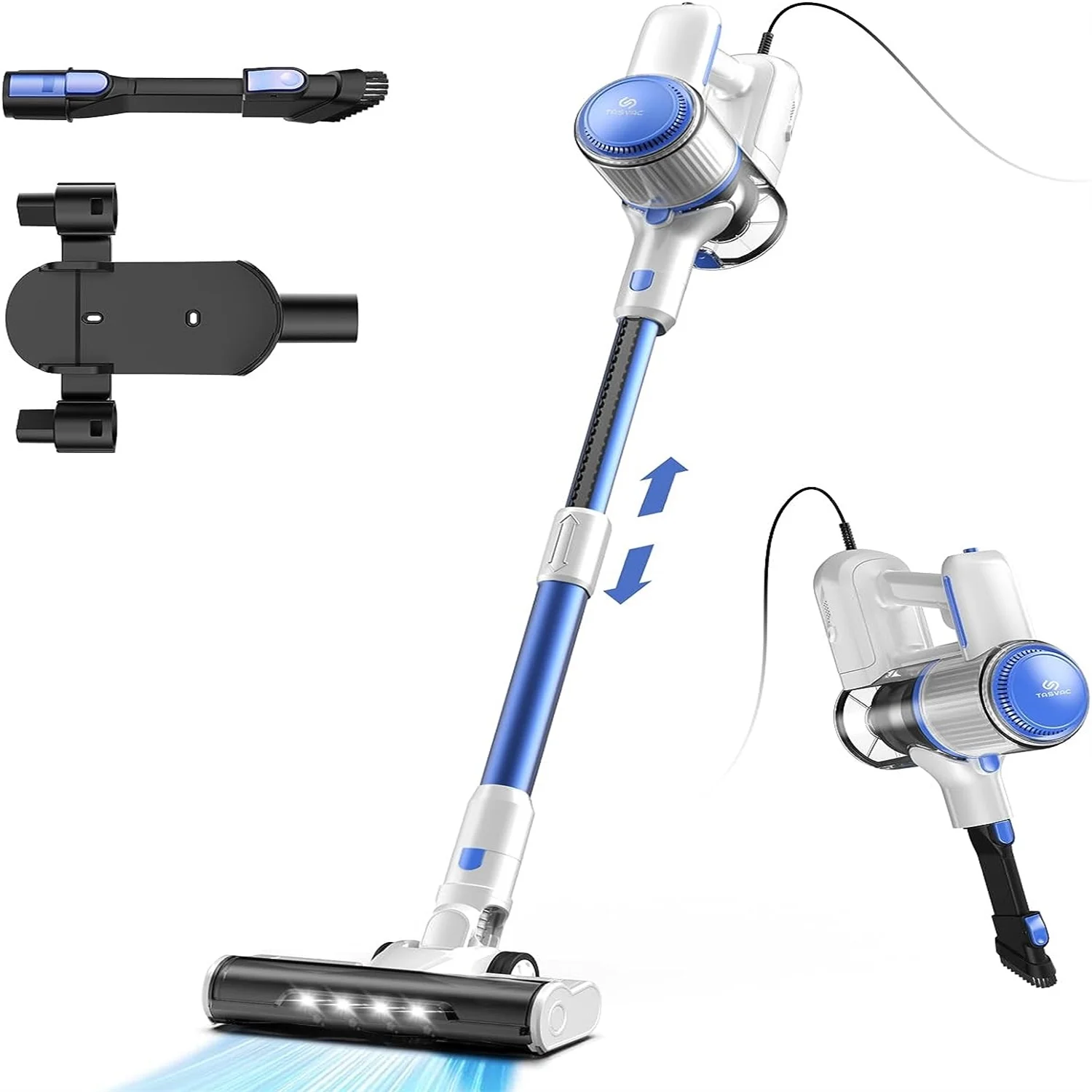 TASVAC I7 Corded Stick Vacuum, 26Kpa 600W Powerful Suction Vacuum Cleaner with LED Floor Head, Lightweight Corded Handheld Vac for Carpet Hard Floor Pet Hair