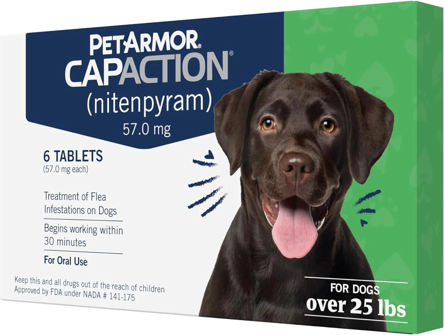 CapAction Fast Acting Flea Treatment for Large Dogs, 6 Tablets