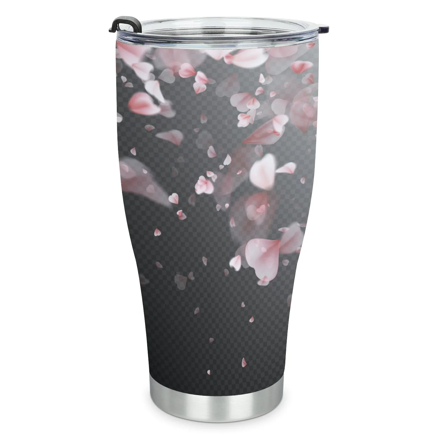 Hidove Stainless Steel Tumbler, Pink Sakura Petals Background 30oz Leak Proof & Stainless Steel Bottle for Hot & Cold Drinks - Coffee Travel Mug, Water Metal Canteen, Thermal Cup