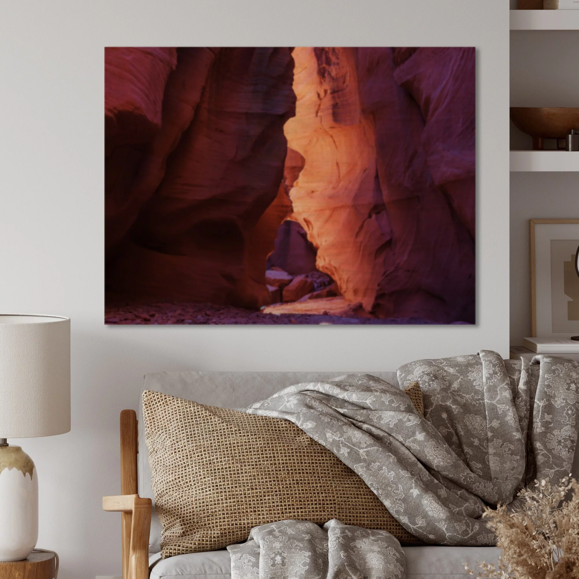 DESIGN ART Designart 'Canyon Antelope In Utah Deserts' Country Wood Wall Art - Natural Pine Wood 32 In. wide X 16 In. high
