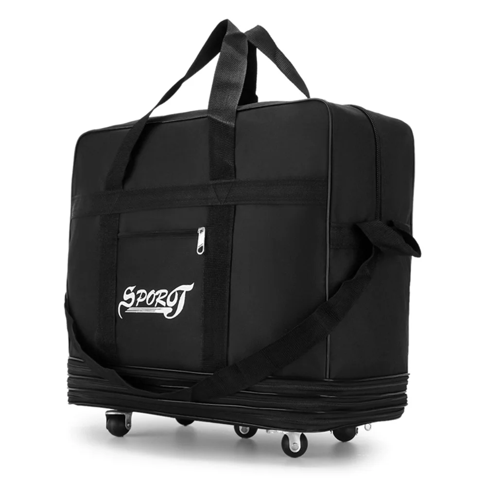 Anself Expandable Waterproof Foldable Suitcase,Collapsible Travel Luggage Bag with Wheels,Black,35.4 * 19.7 * 11.8in