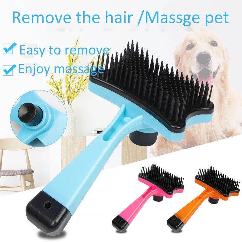 Pet Hair Remover Dog Cat Comb Grooming Massage Deshedding Self Cleaning Brush Ḿ