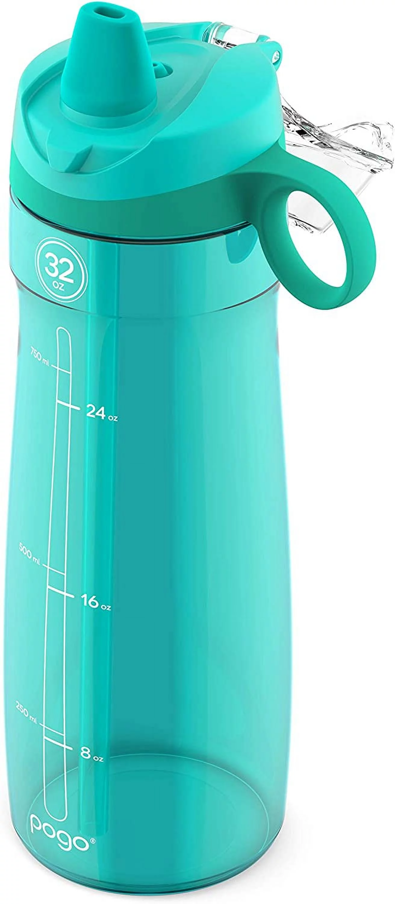 Pogo BPA-Free Tritan Plastic Water Bottle with Soft Straw, 32 Oz, Aquaviva
