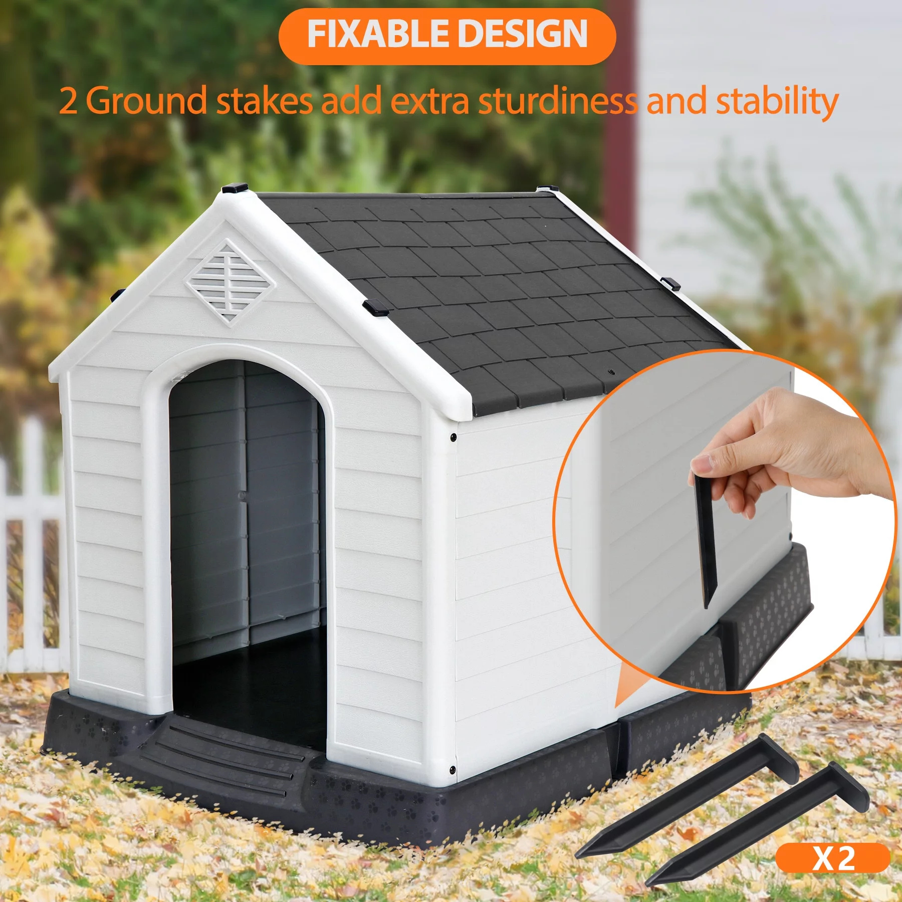 ZENSTYLE Large Dog House Insulated Waterproof Pet Kennel Shelter Indoor Outdoor