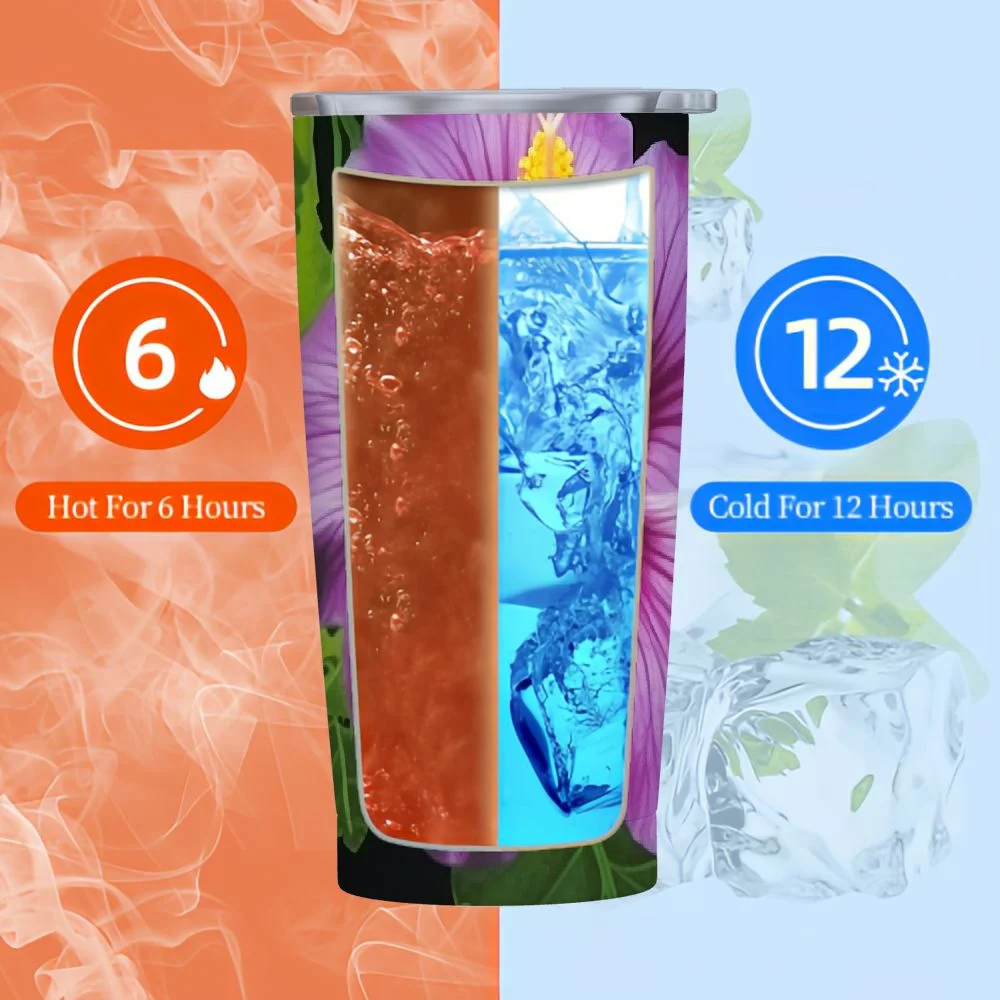 Shangniulu Hibiscus Funny Tumbler Stainless Steel Coffee Mug Insulated Travel Car Cup with Straw and Lid Water Bottle 20 Oz