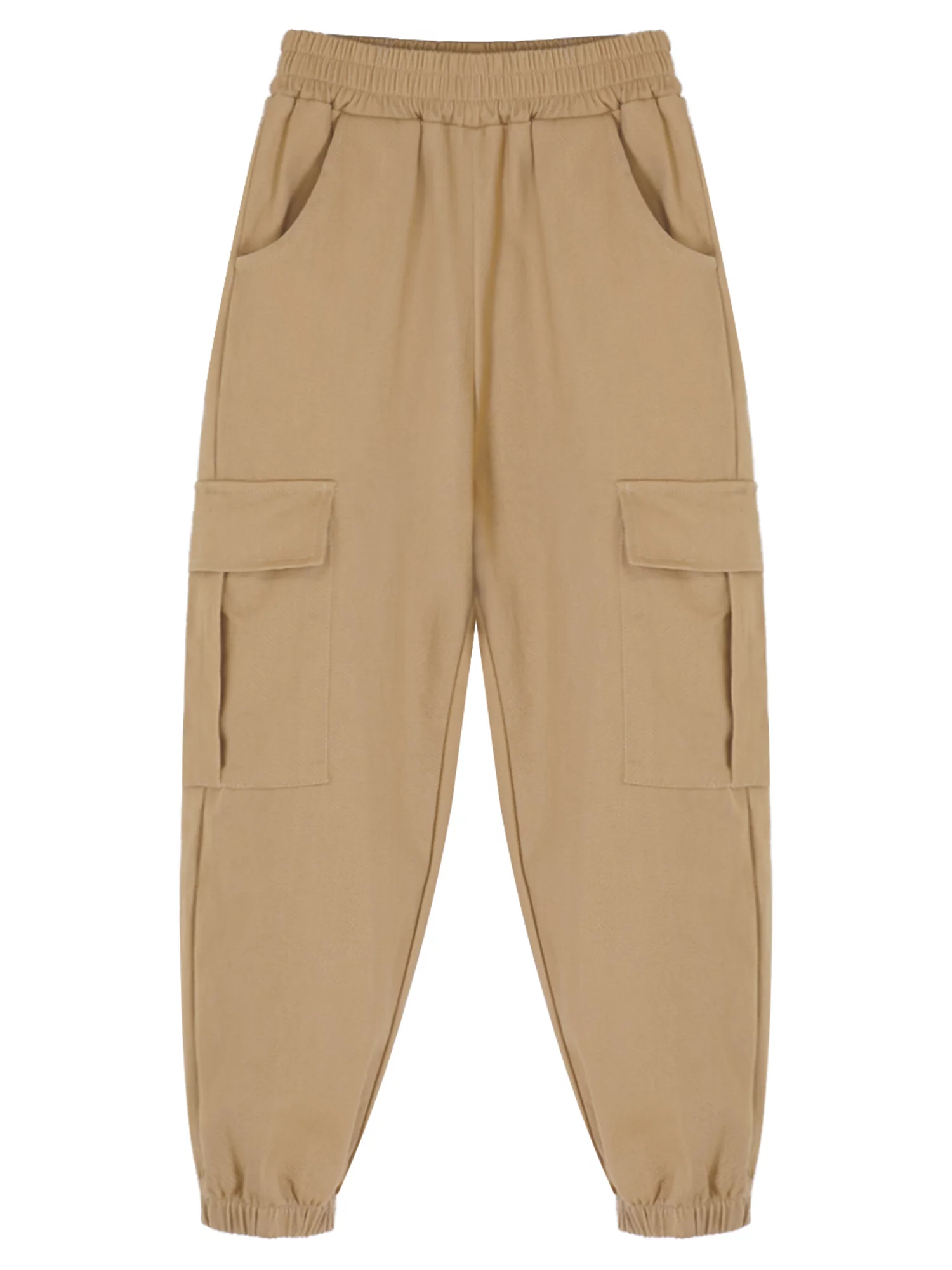 YiZYiF Kids Boys Dungarees Casual Moisture-Wicking Cargo Pants,Sizes 6-14 Khaki 10