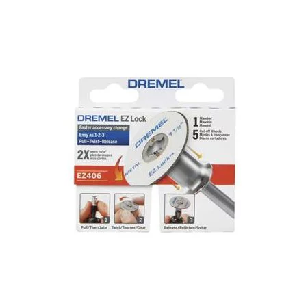 Dremel EZ406-02 1 1/2-inch EZ Lock Rotary Tool Cut-off Wheel and Mandrel Metal Cutting Starter Kit