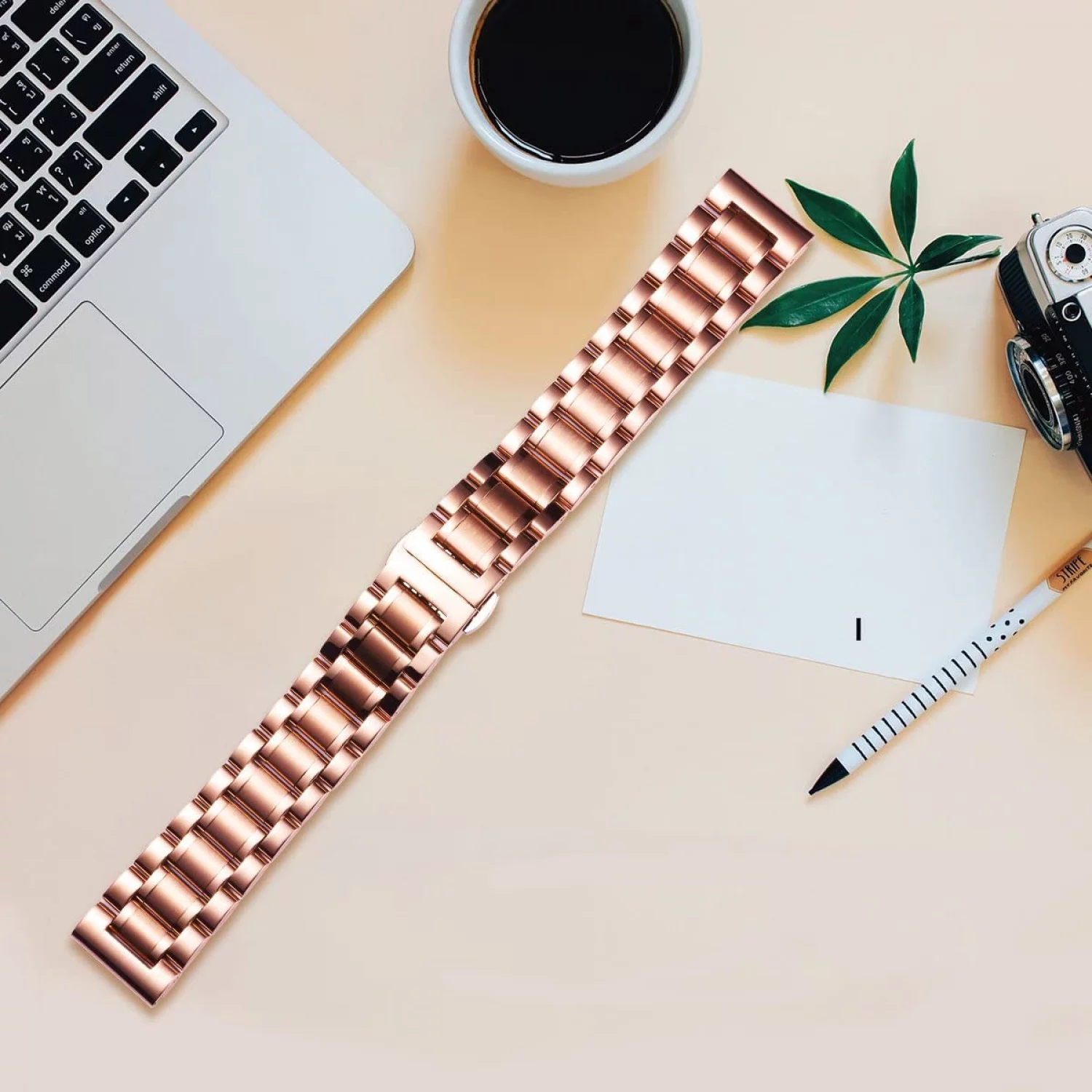 Stainless Steel Watch Bands with Straight & Curved End 5 Color(Gold, Sliver, Black, Rose Gold, Gold-Silver Two Tone) Size(12mm) Valentine Gifts