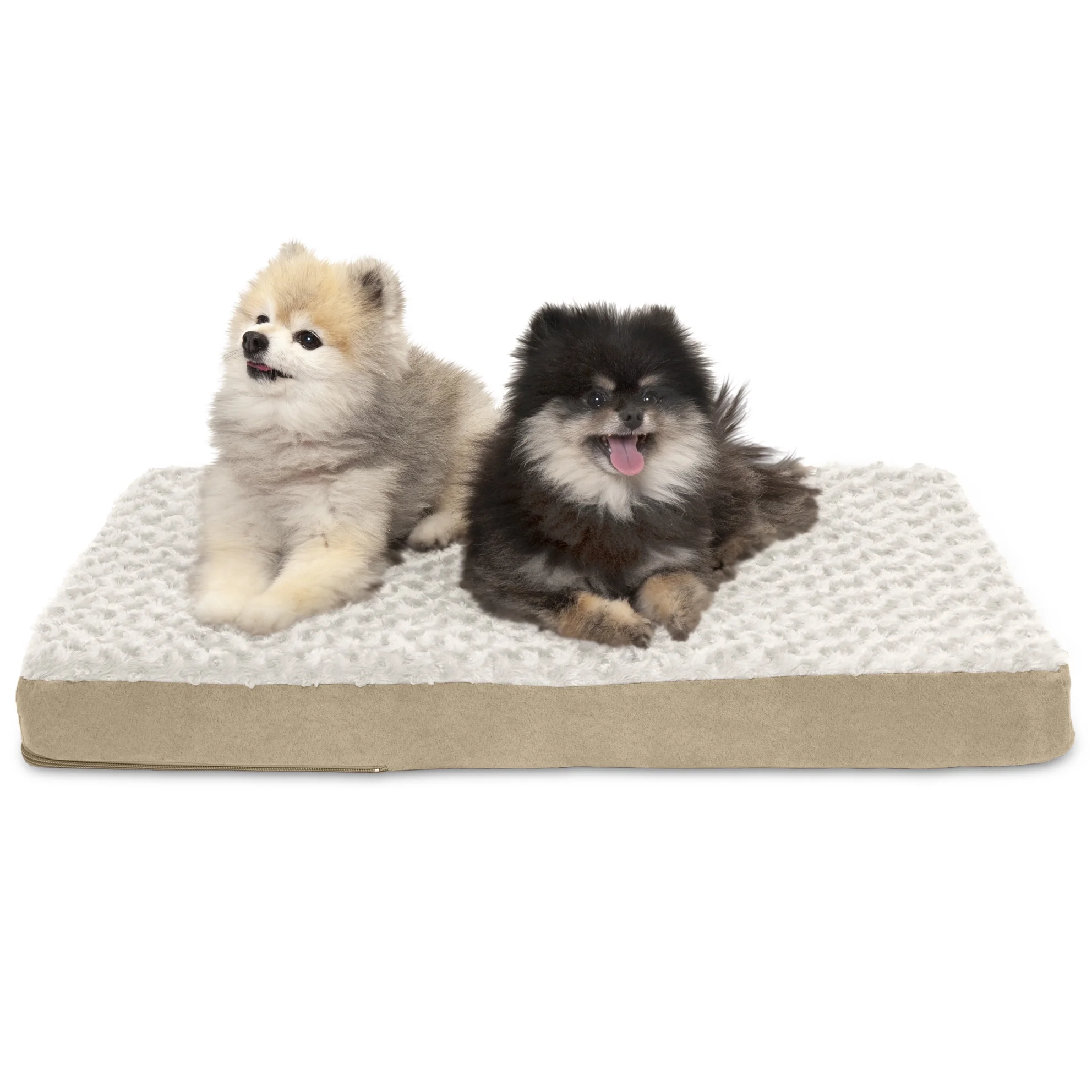 FurHaven Pet Products Ultra Plush Cooling Gel Top Deluxe Mattress Pet Bed for Dogs & Cats - Cream, Medium
