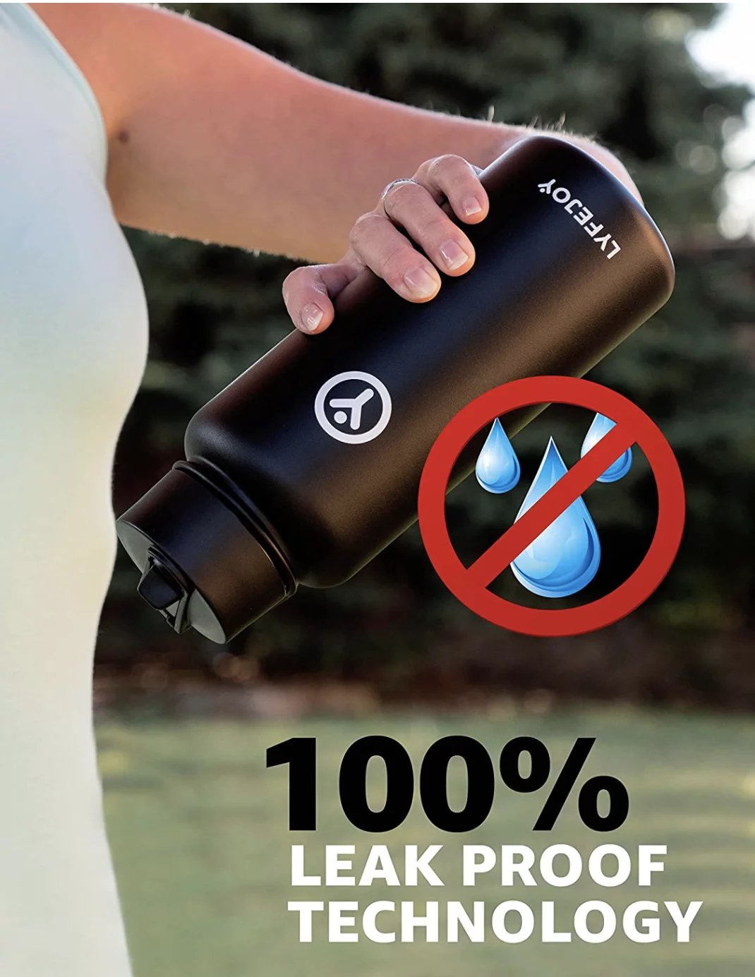 Lyfejoy Double Stainless Steel Insulated 32oz Water Bottle with Included Leak Proof Wide Mouth Lid, Straw Lid and Spout Lid - Vacuum Insulated, Dishwasher Safe, BPA-Free, Non-ToxicLid, Spout Lid, and