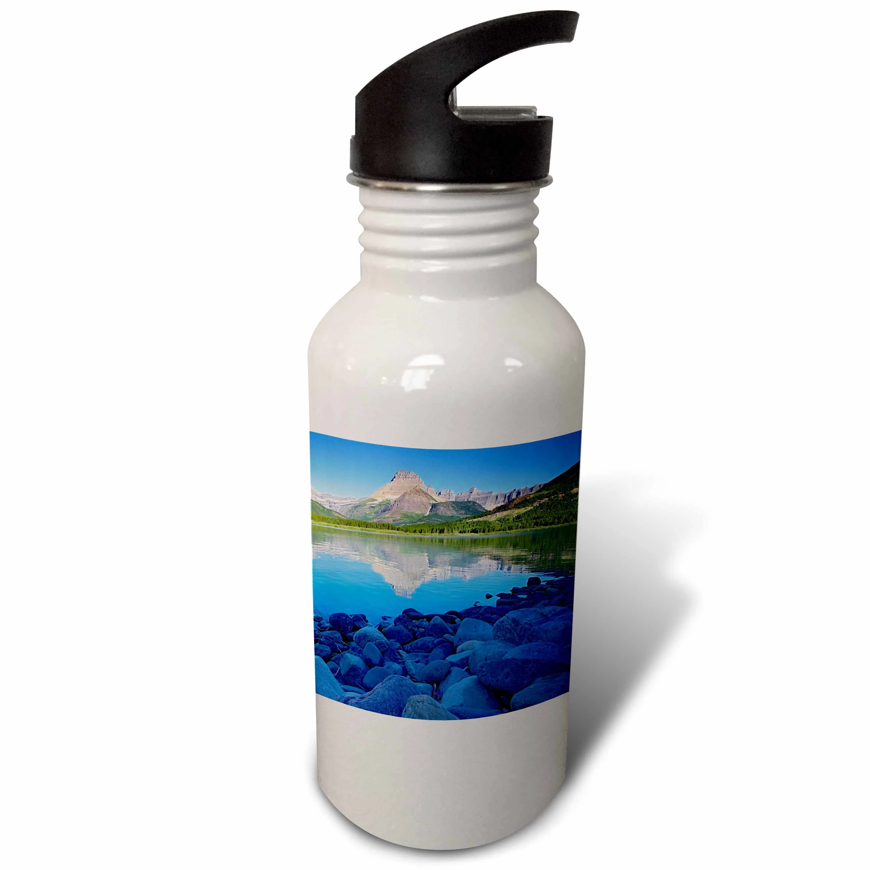 USA, Montana, Glacier, Swiftcurrent Lake, Many Glacier, Mount Grinnell 21 oz Sports Water Bottle wb-189778-1