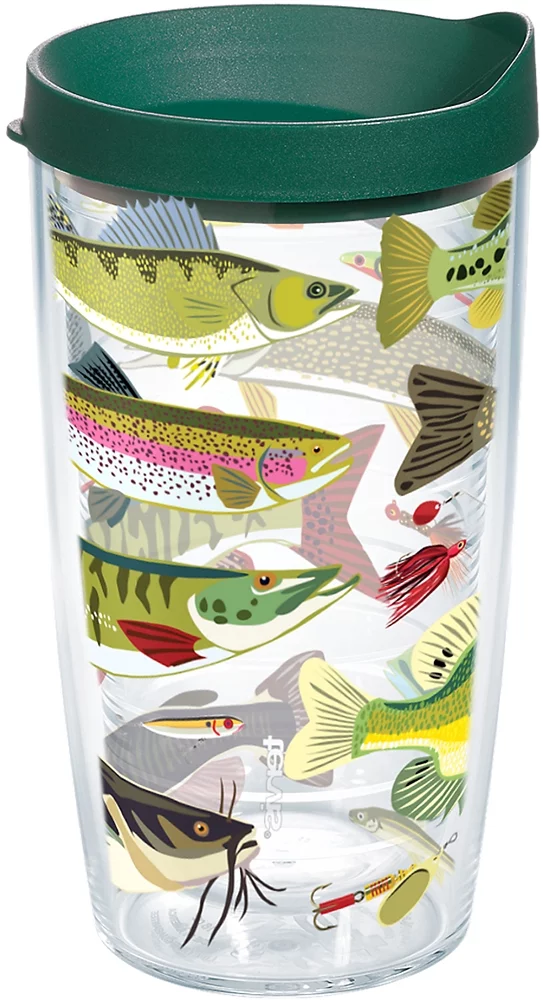 Tervis Freshwater Fish and Lures Made in USA Double Walled  Insulated Tumbler Travel Cup Keeps Drinks Cold & Hot, 16oz, Classic