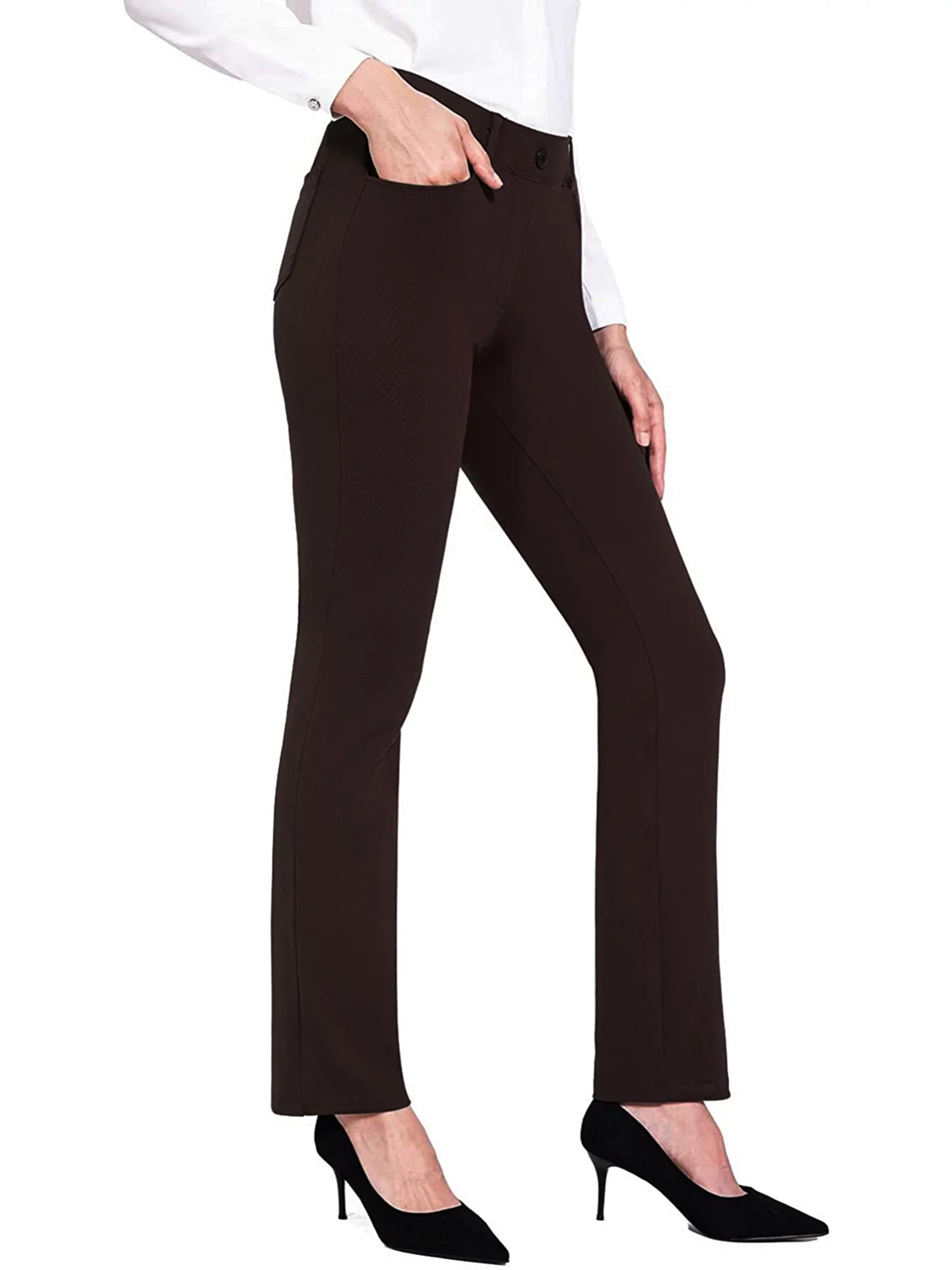 Spring hue Women's Yoga Dress Pants Stretchy Work Slacks Business Straight Leg Trousers with Pockets
