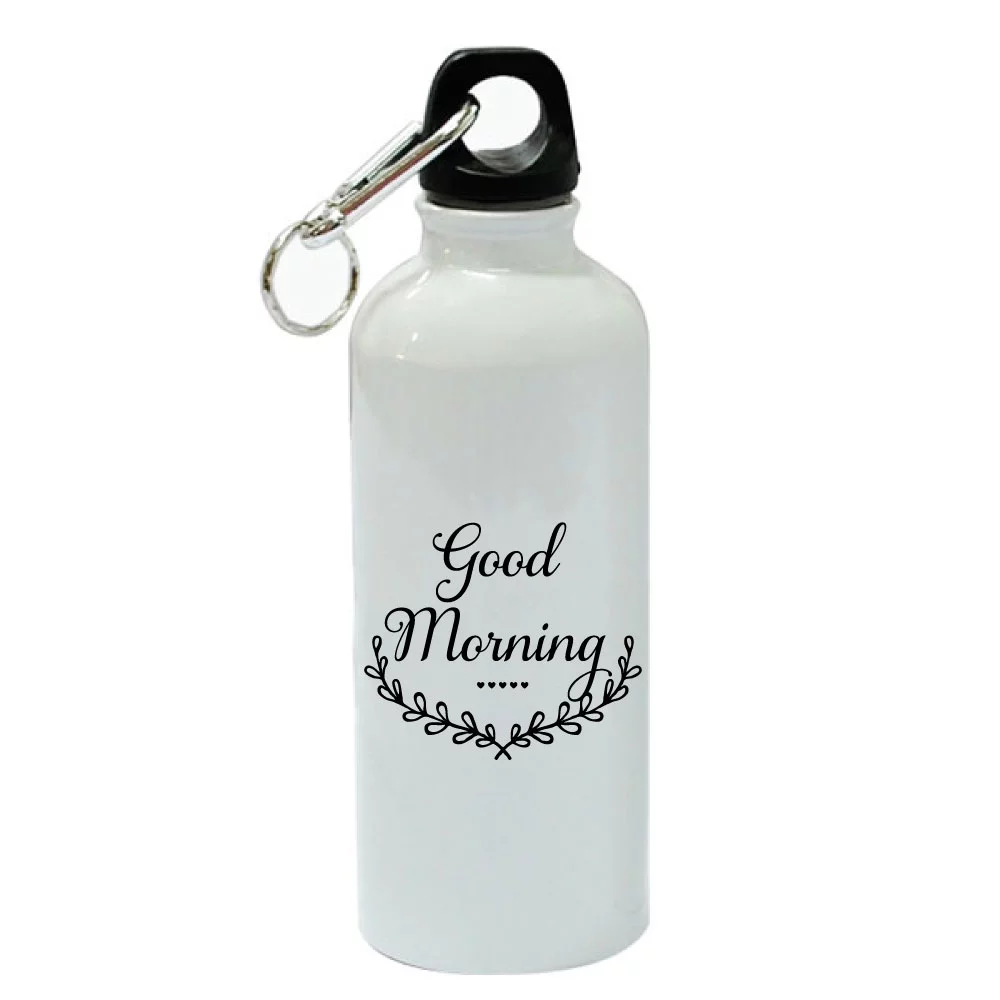 Good Morning White Aluminum Sports 20 oz Water Bottle