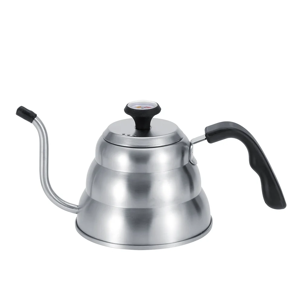 TKSE Stainless Steel Coffee Tea Pot Pouring Drip Kettle with Gooseneck and Built in Thermometer(1L)