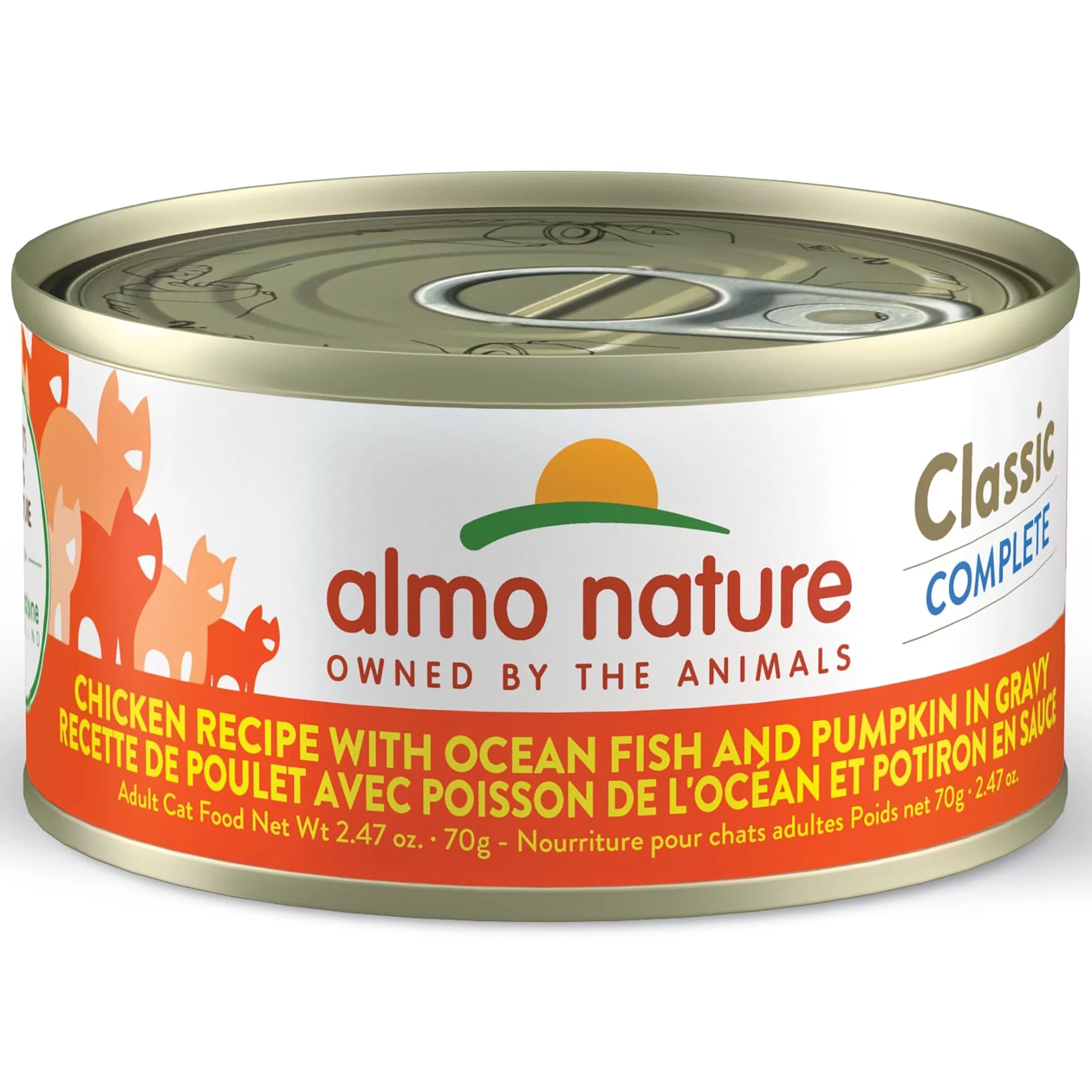 Almo Nature: Classic Complete Cat 12 Pack: Chicken Recipe With Ocean Fish & Pumpkin In Gravy - 2.47oz Cans, Adult Cat Canned Wet Food, Grain Free, Daily Meal