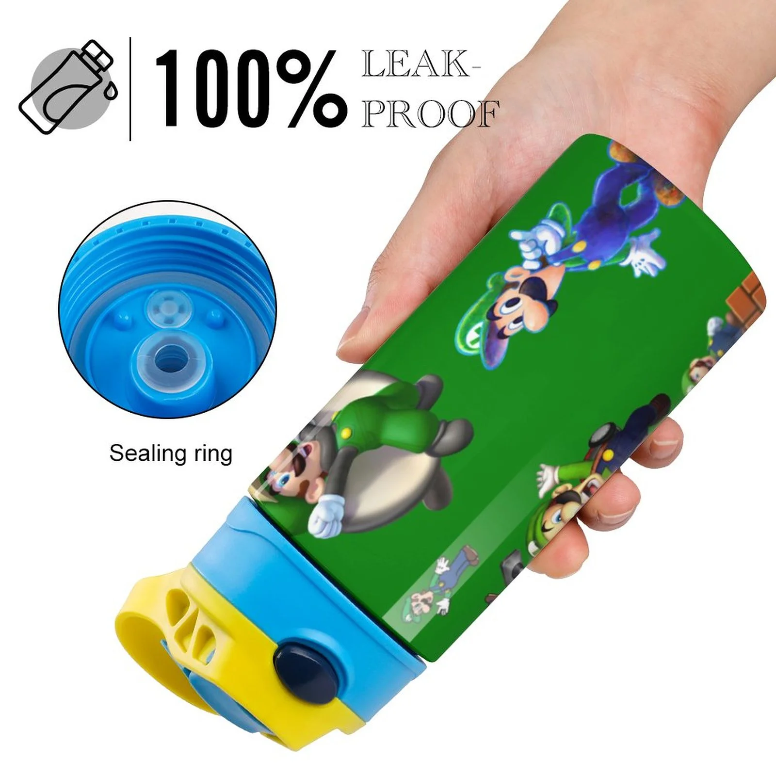 Luigi's Mansion Game Kid's Insulated Water Bottle With Straw Vacuum Stainless Steel Cup Leak-Proof Children Toddler Thermoses