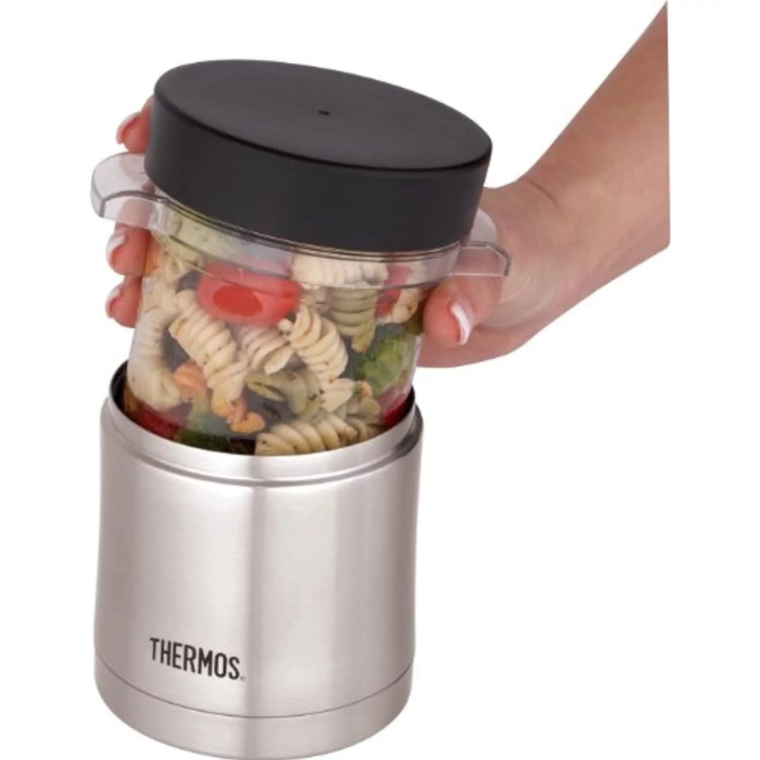 Thermos 12 oz. Stainless Steel Food Jar w/ Microwavable Container - Silver/Black