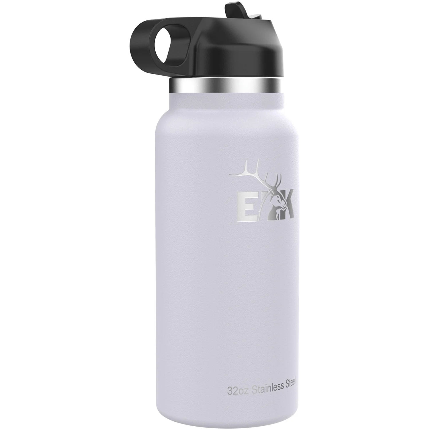 ELK Insulated Water Bottle with Wide Mouth Straw Lid - Double Wall Stainless Steel, Dishwasher Safe - Keep Drinks Cold or Hot for Hours - BPA-Free & Phthalate-Free Hydration (Fog, 32 Oz)