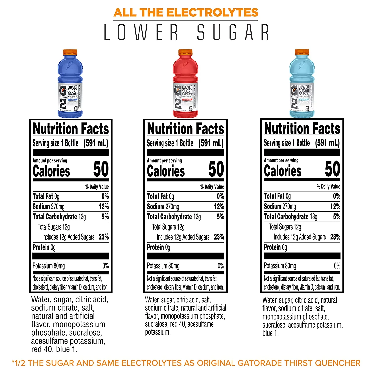 Gatorade G2 Low Calorie Sports Drink Variety Pack, 20 Fl. Oz. 12 Count
