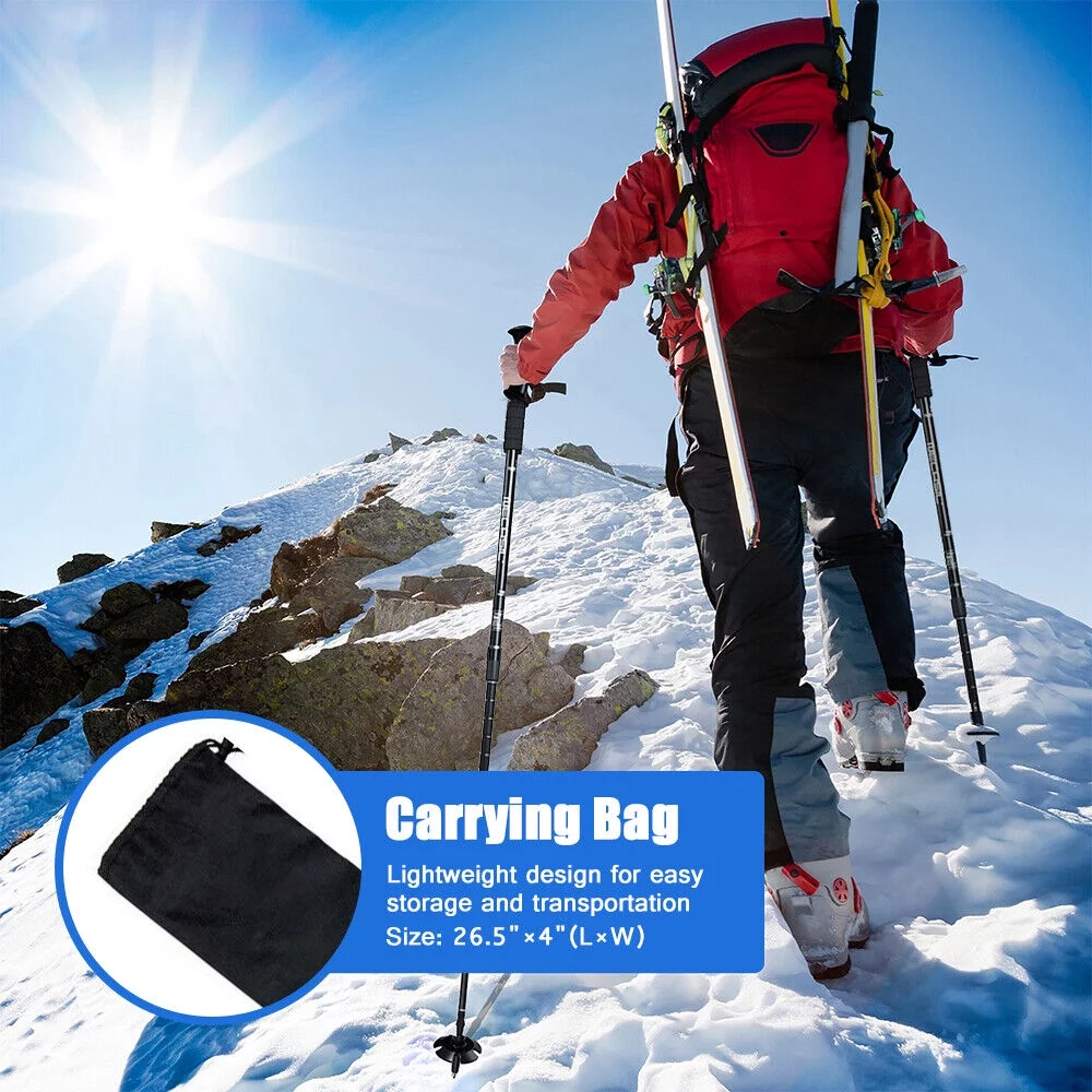 HOMEYA Pair 2 Aluminum Quick Lock Trekking, Hiking Poles, Collapsible Walking Stick Adjustable Alpenstock Anti-shock - Blue