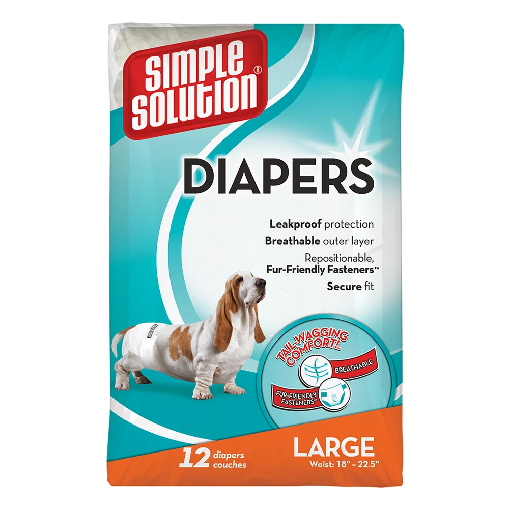 Simple Solution Disposable Dog Diapers for Female Dogs, Large- 12 Count